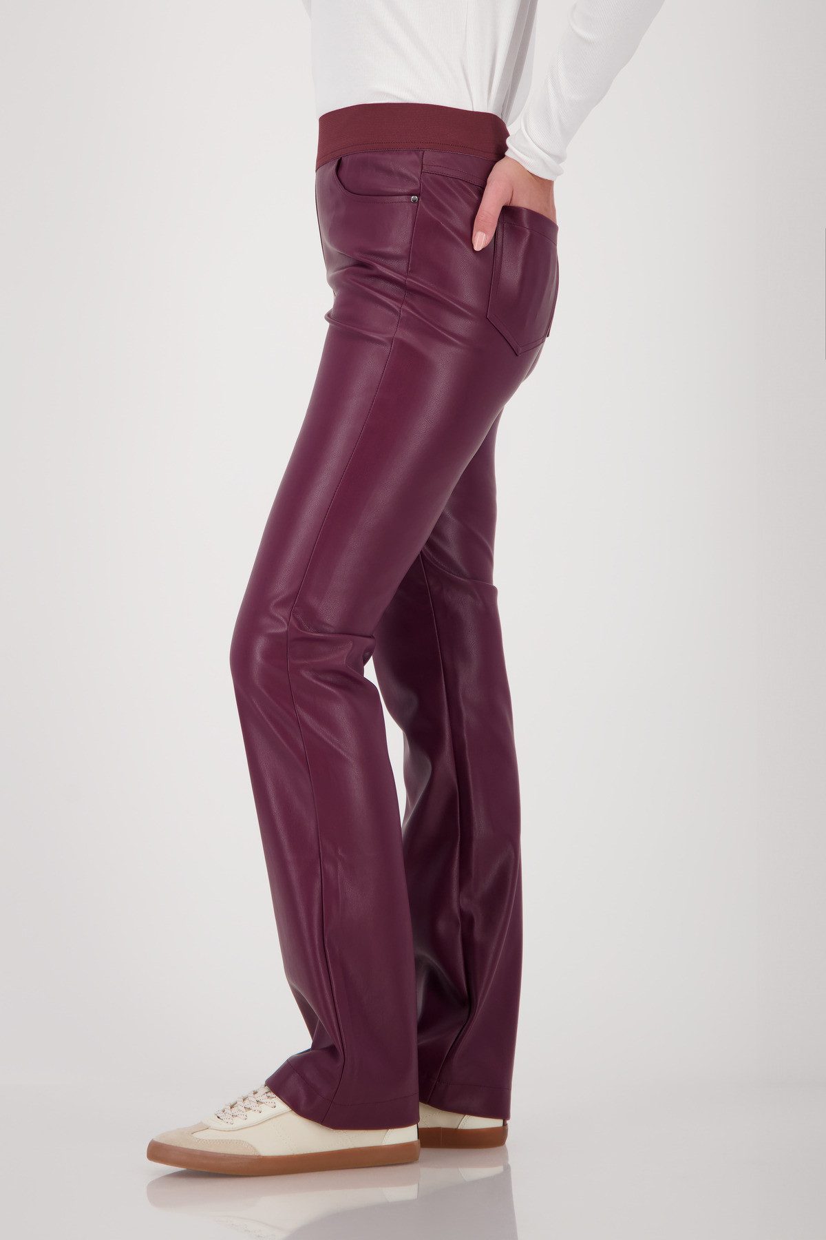 Monari Imitatieleren broek met elastische taille