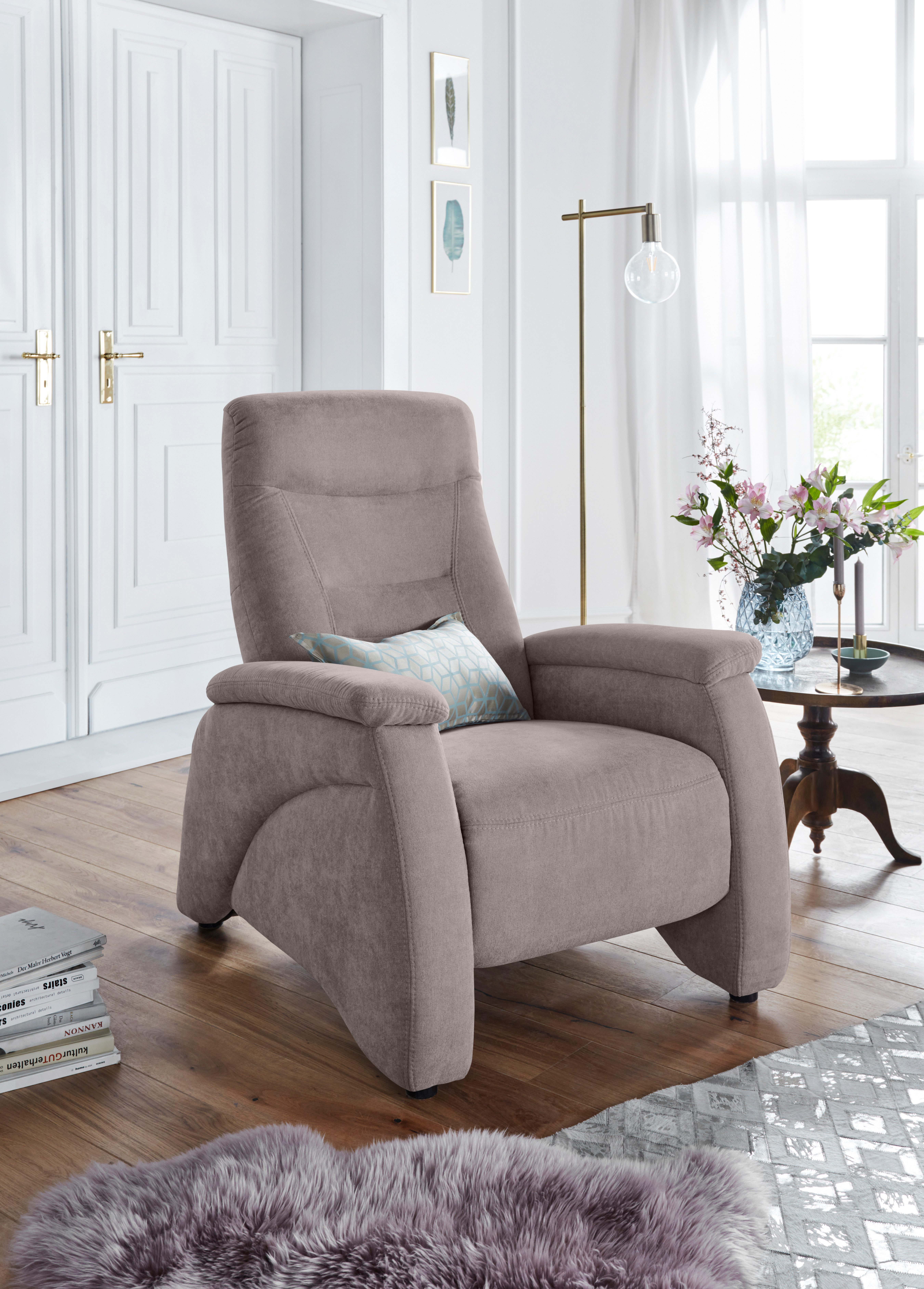 exxpo - sofa fashion Relaxfauteuil Ascoli, relaxstoel, loungestoel, hoge rugleuning tv-fauteuils grijs