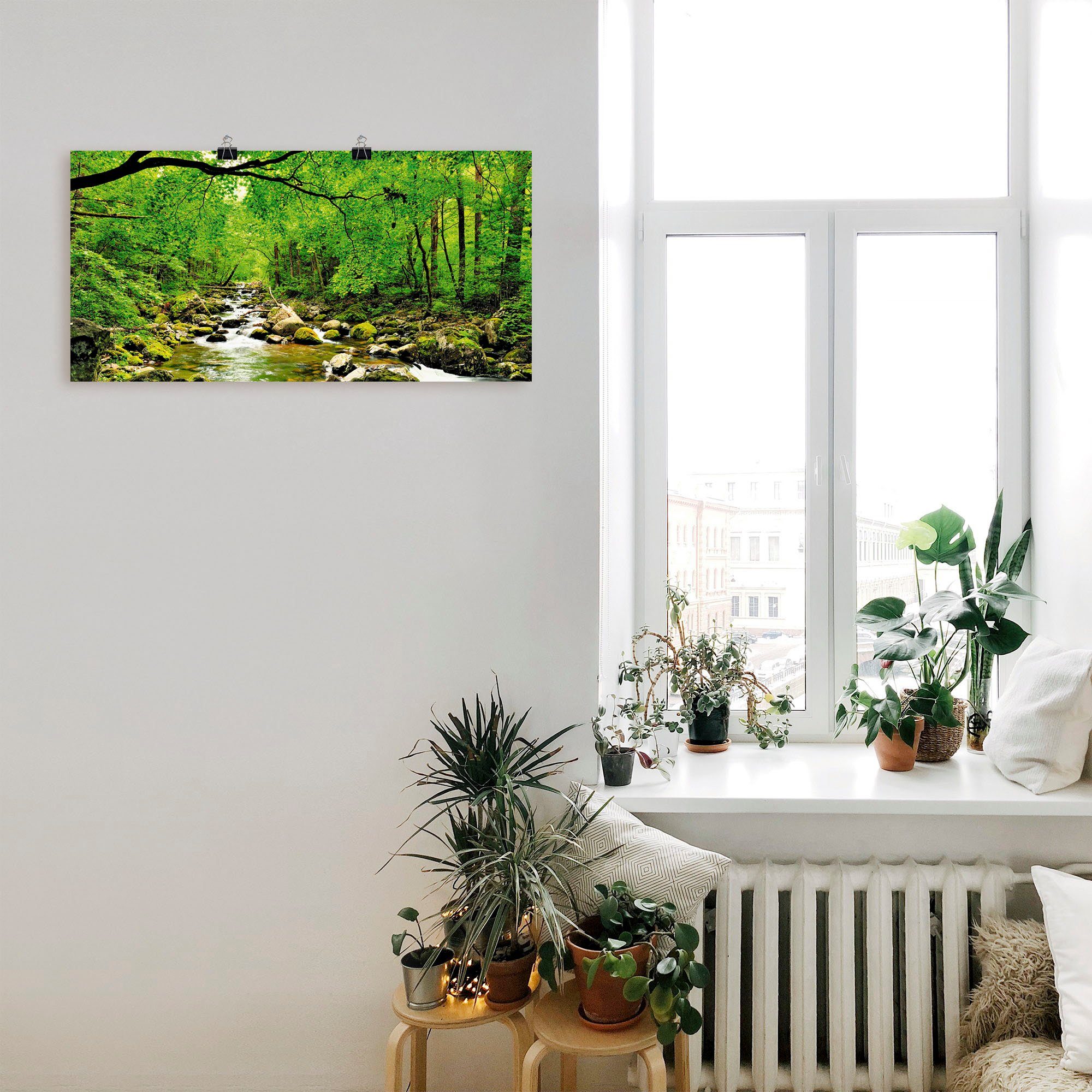 Artland Artprint Herfstbos rivier Smolny als artprint op linnen, poster, muursticker in verschillende maten