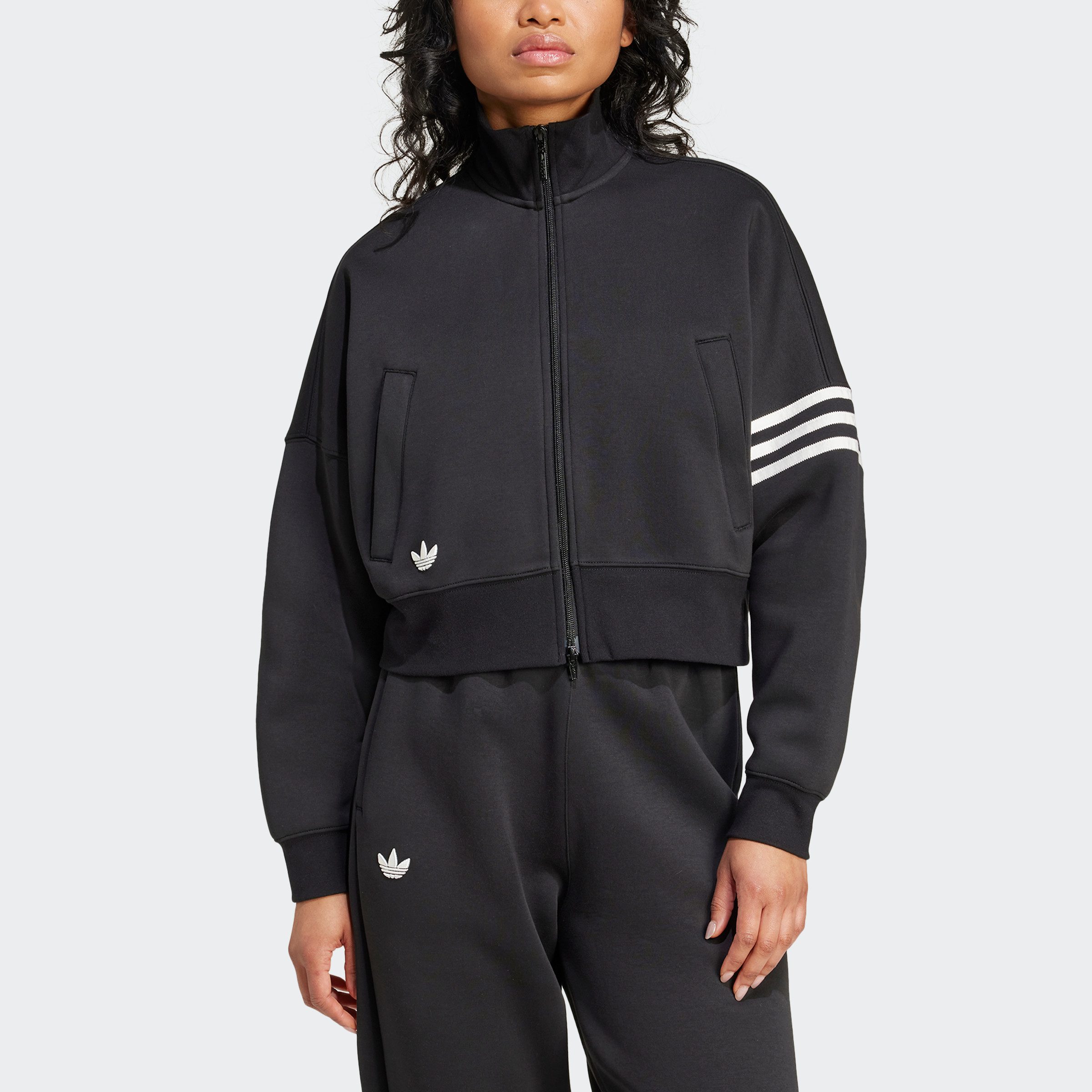 Adidas Originals Zwarte Zip Sweater Neuclassics Stijl Black Dames