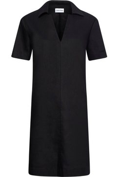 calvin klein curve jurk met overhemdkraag inclusive linen open neck dress zwart