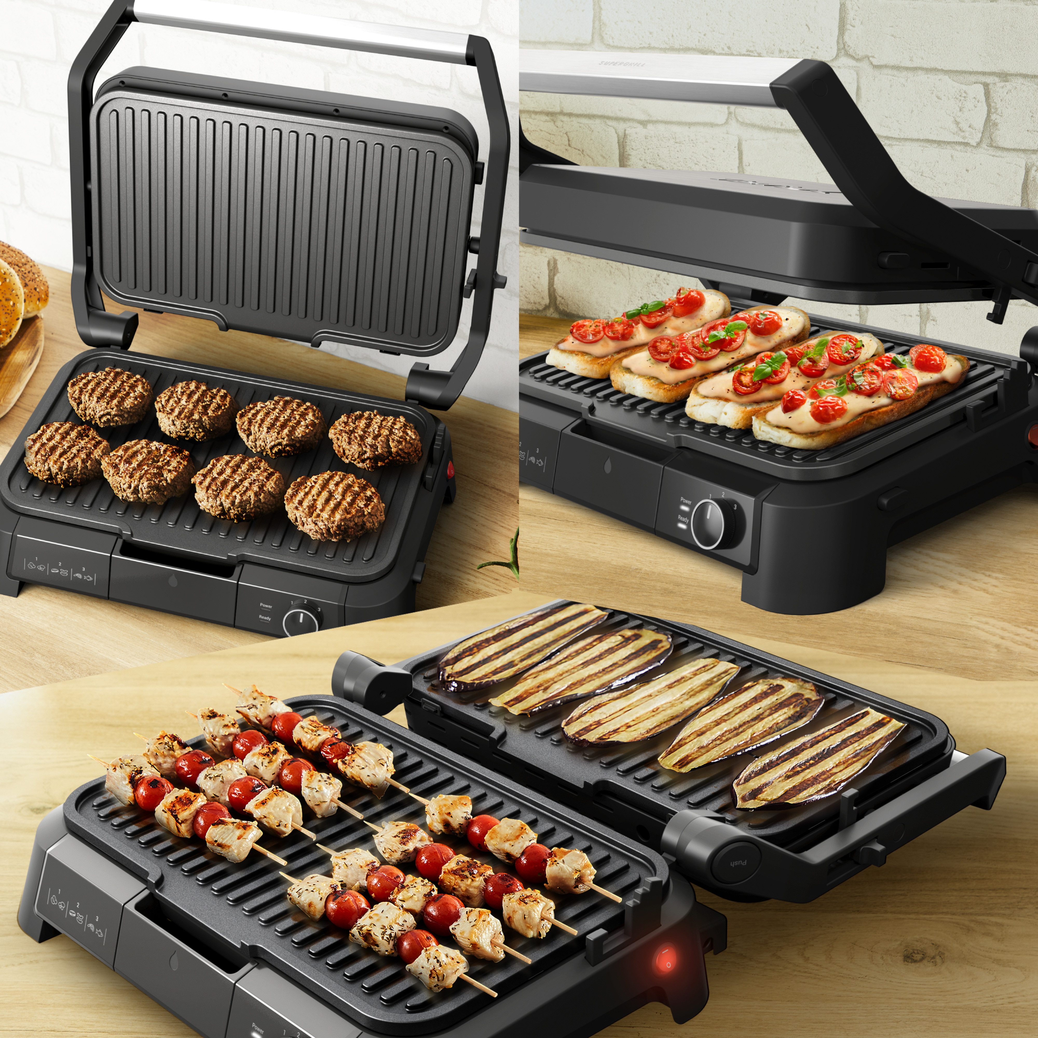 Tefal Contactgrill SuperGrill 3in1 XL, Grill, Barbeque-, Ofenposition, 3 Temperaturen