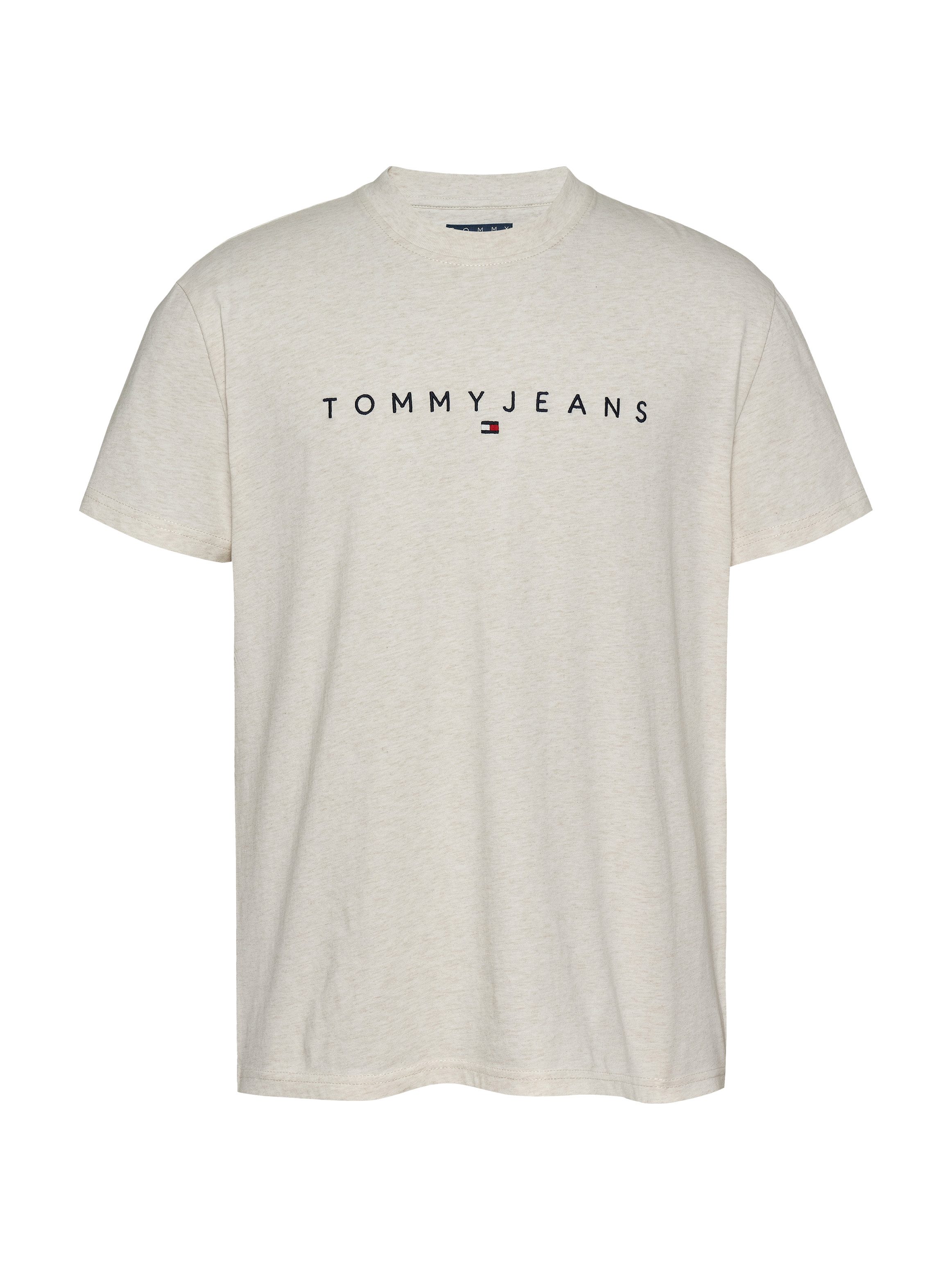 Tommy Jeans Plus Shirt met ronde hals TJM REG LINEAR LOGO TEE EXT in grote maten, logoprint en borduring