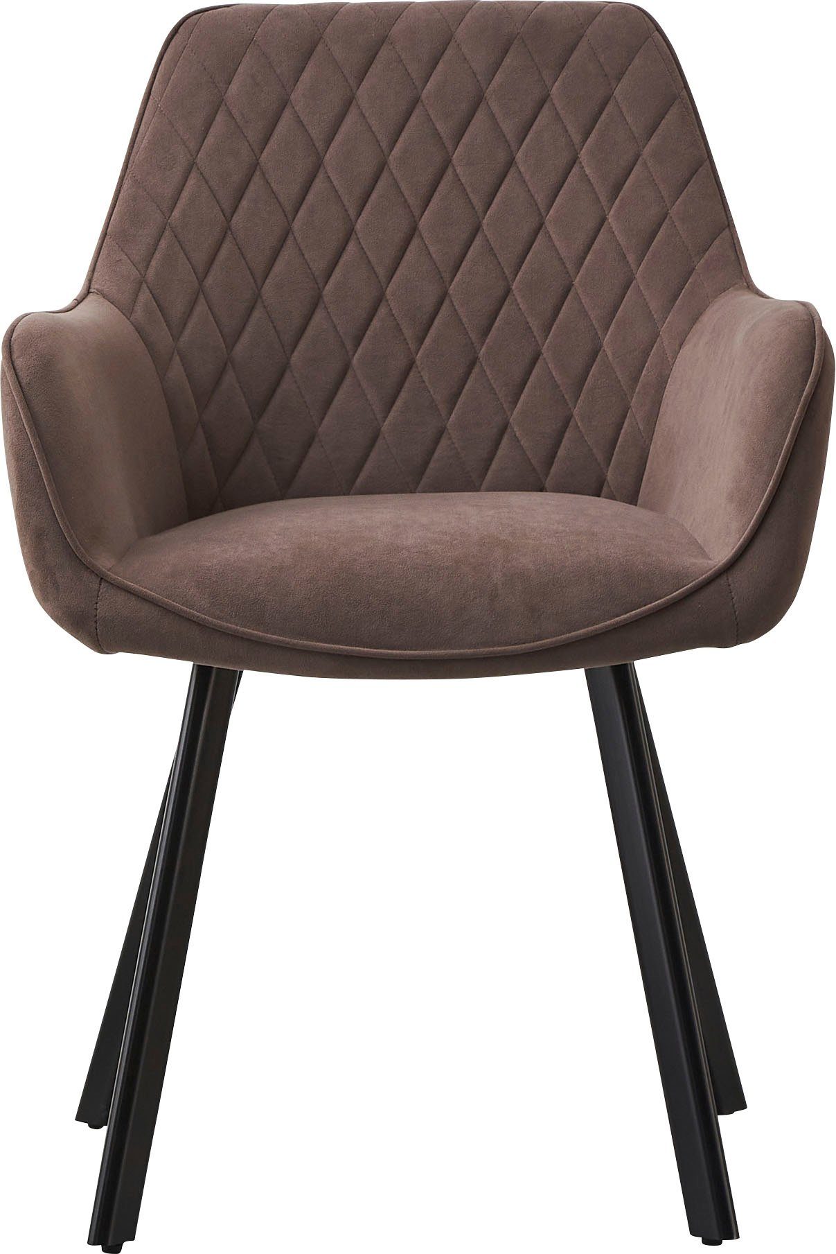 SalesFever Stoel met armleuningen met ruitstiksel (set, 2 stuks)