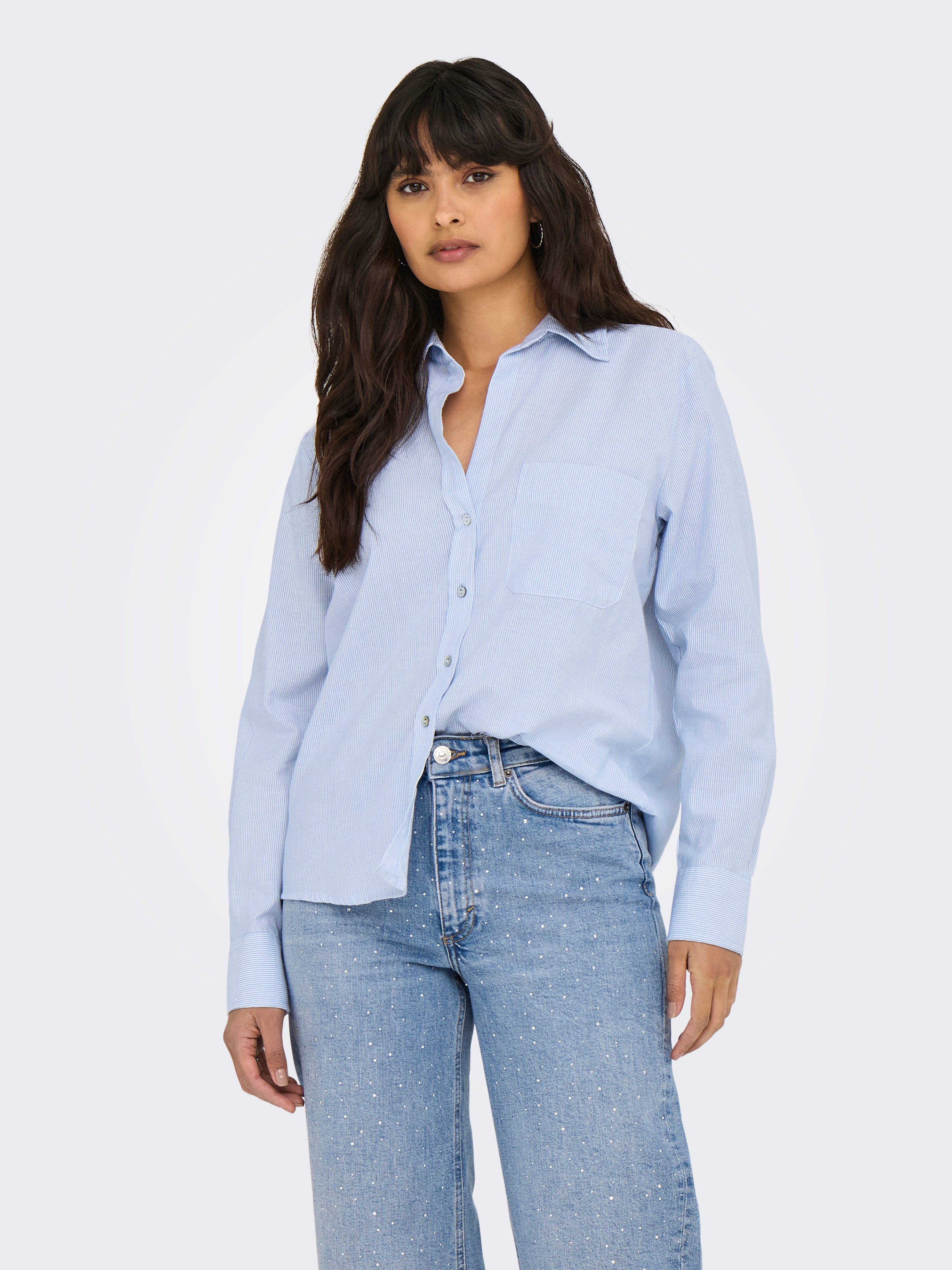 Only Overhemdblouse ONLALINA LIFE L/S STRIPE SHIRT WVN