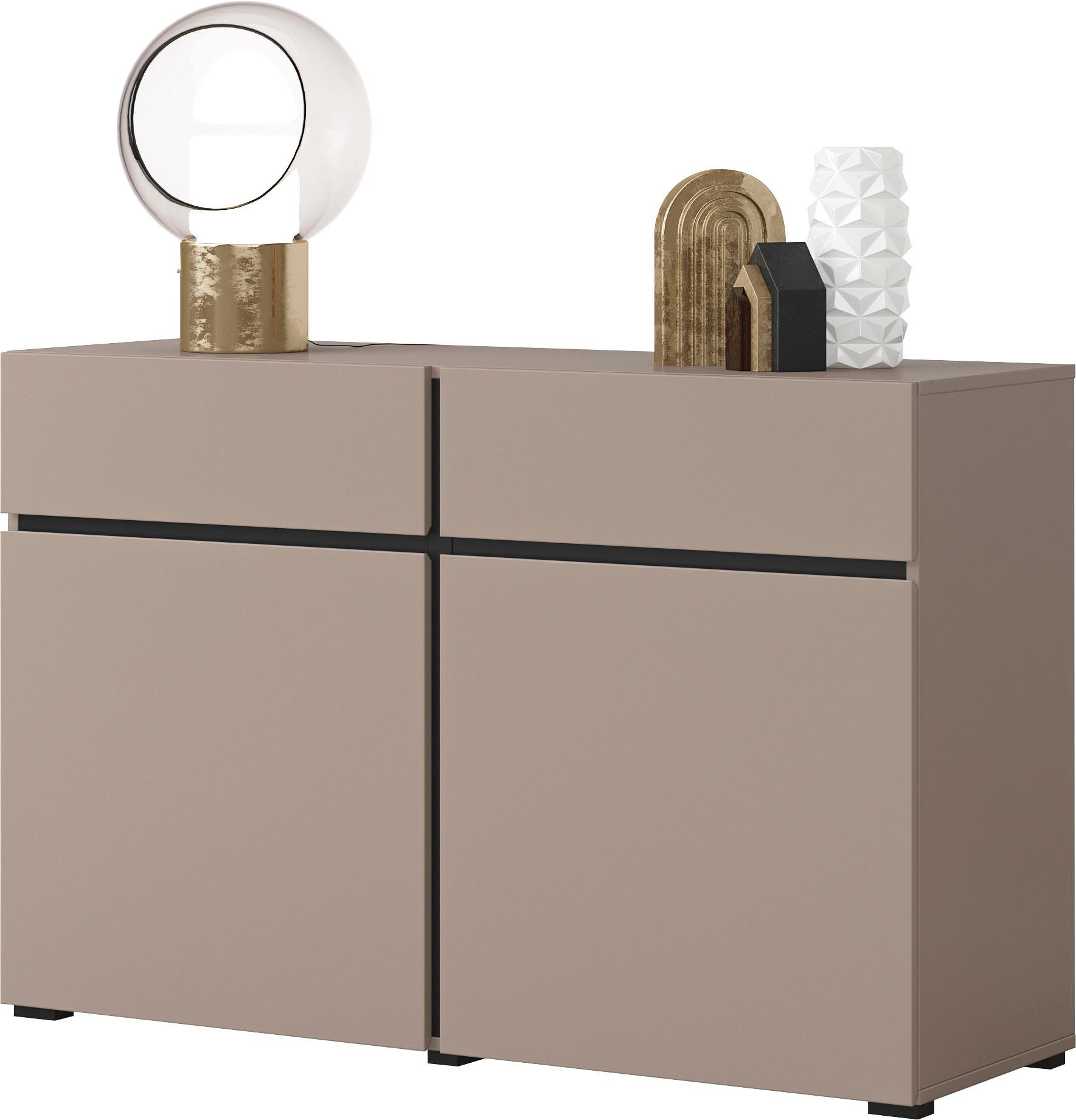 INOSIGN Dressoir Cross,breedte 119,5 cm, moderne greeploze kast,2 deuren/2 laden