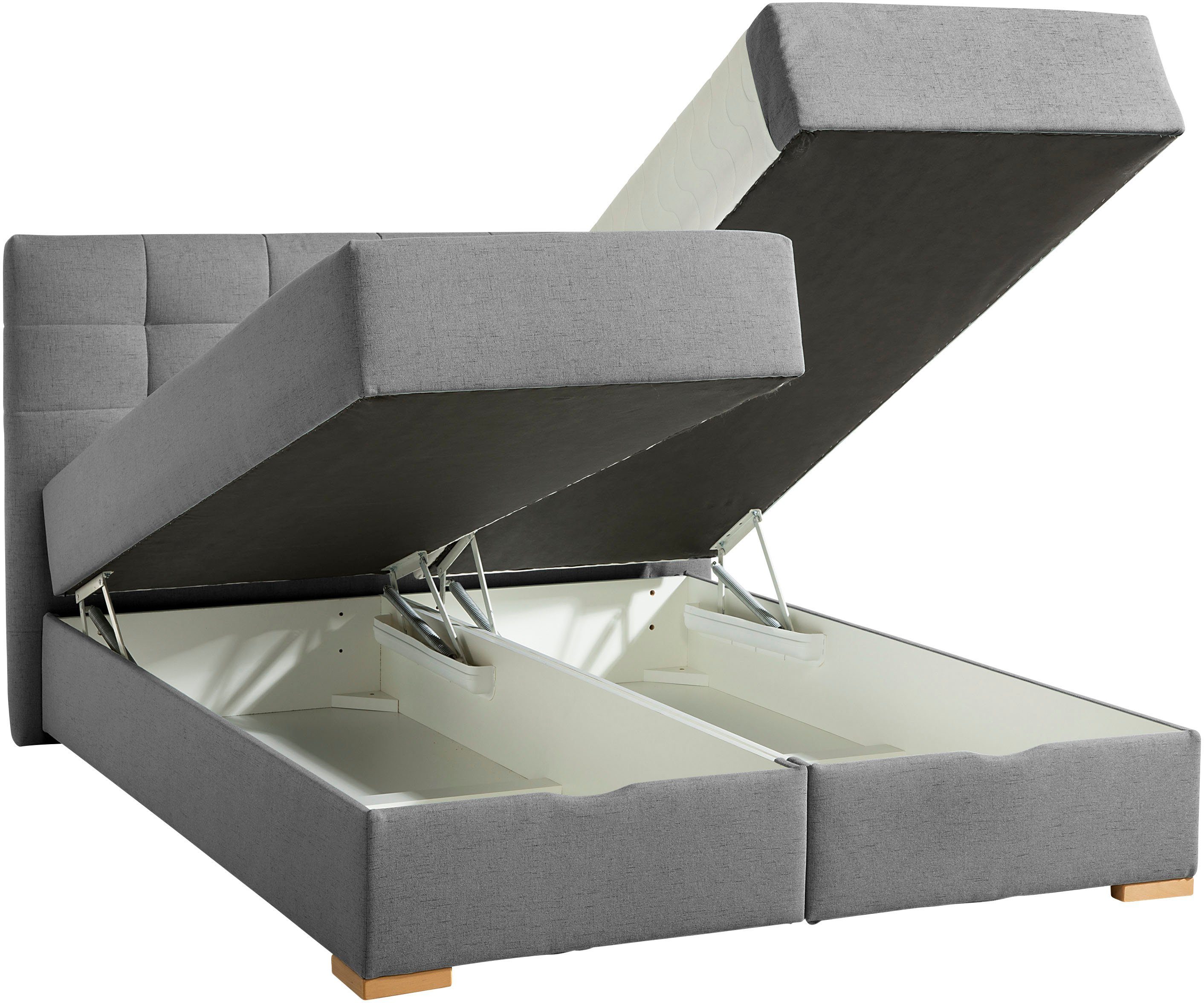 Home affaire Boxspring Olivet in 4 kleuren, 4 breedten, 2 matrassoorten, ook in extra lang 220 cm