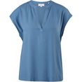 s.oliver shirt in leuke materialenmix van jersey en blousestof blauw