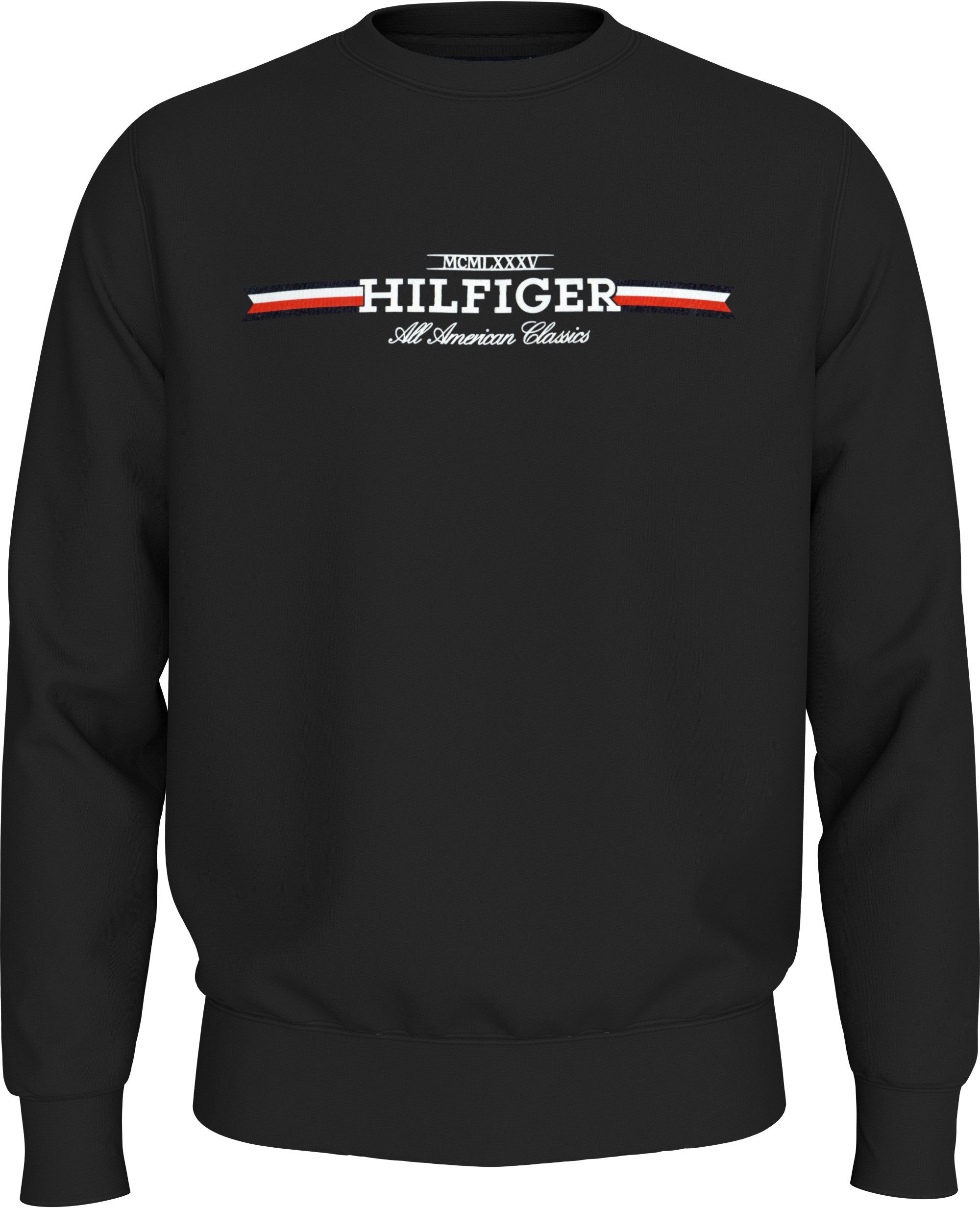 Tommy Hilfiger Sweatshirt BT-HILFIGER STRIPE SWEATSHIRT-B in grote maten, print in het midden van de borst
