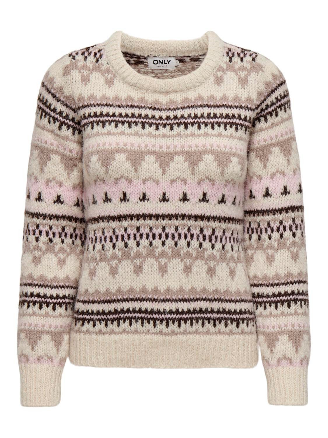 Only Trui met ronde hals ONLMONTANA L/S LIFE O-NECK CC KNT