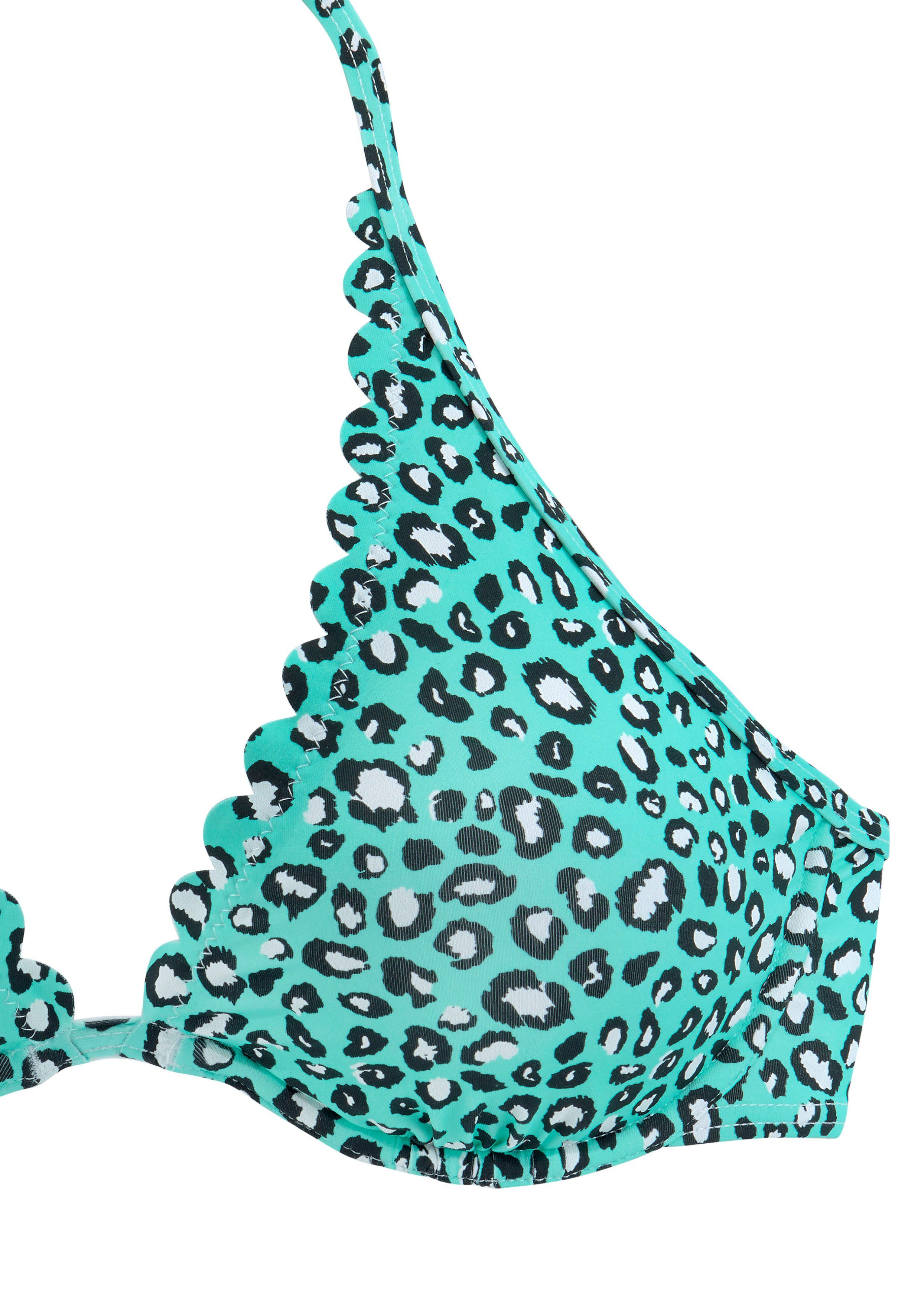 Lascana Bikinitop met beugels Mae kleurrijke dierenprint, uitneembare cups, te binden in de nek