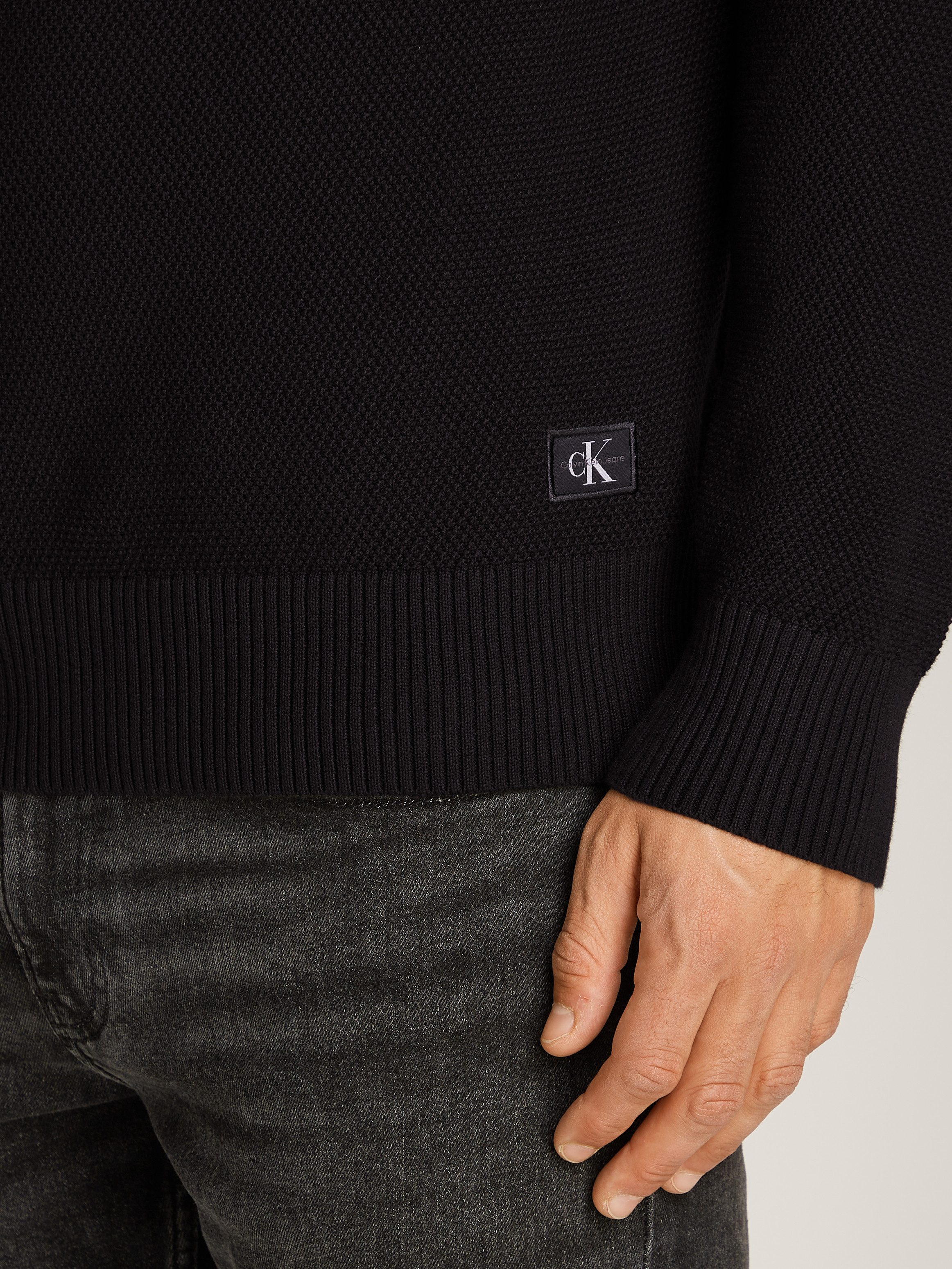 Calvin Klein Trui met ronde hals CASUAL TEXTURE SWEATER Logoborduring, ronde hals