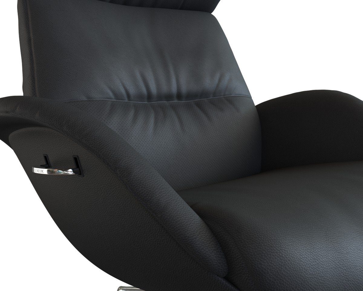 FLEXLUX Relaxfauteuil More, functionele stoel, gestoffeerde stoel, armleunstoel, TV-fauteuil Premium comfort, rug- en hoofdeindeverstelling, draaibaar, voet van aluminium