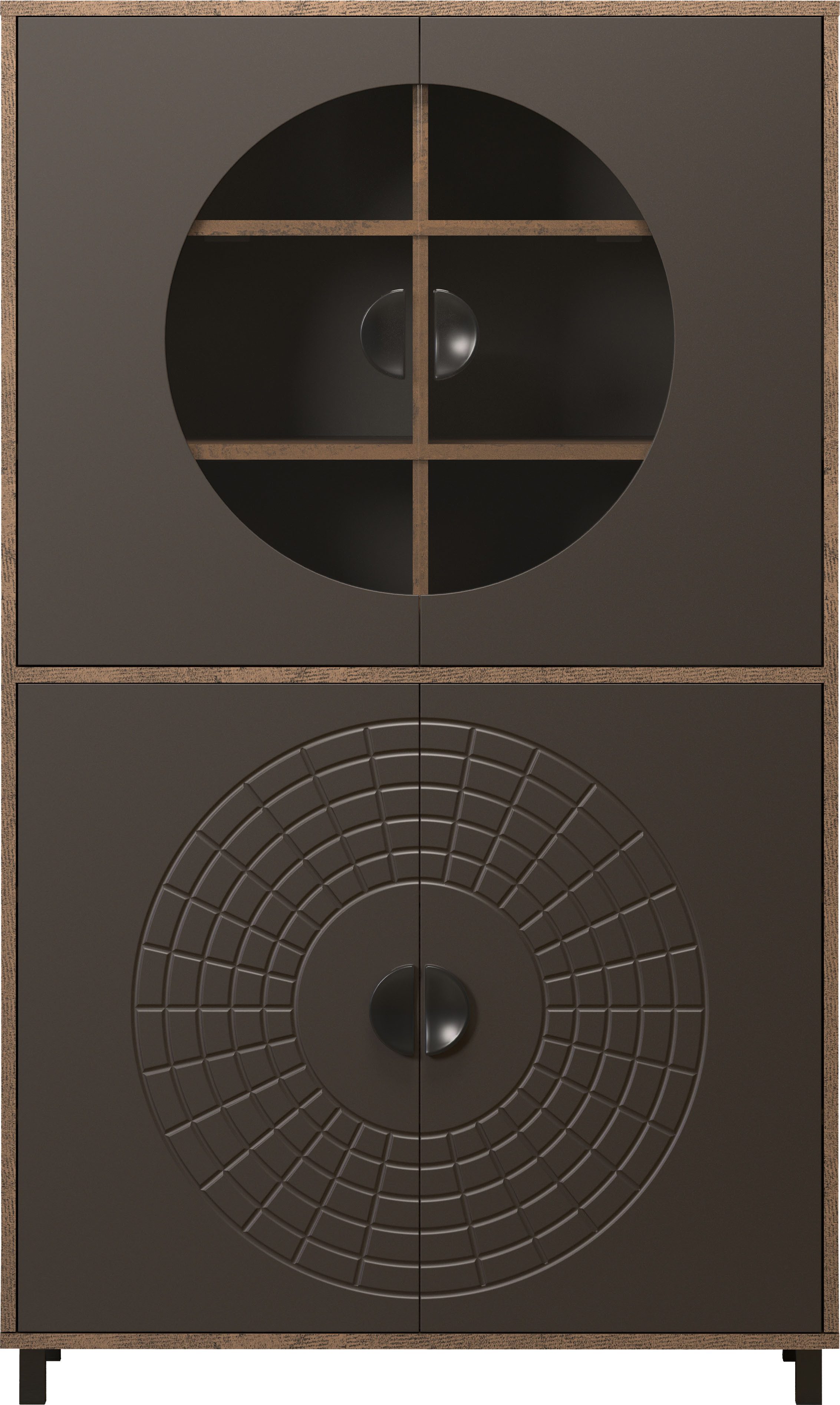 INOSIGN Hoge kast Fusion Vitrine met bijzonder cirkelpatroon - huwelijkskast in vintage-look (1 stuk)