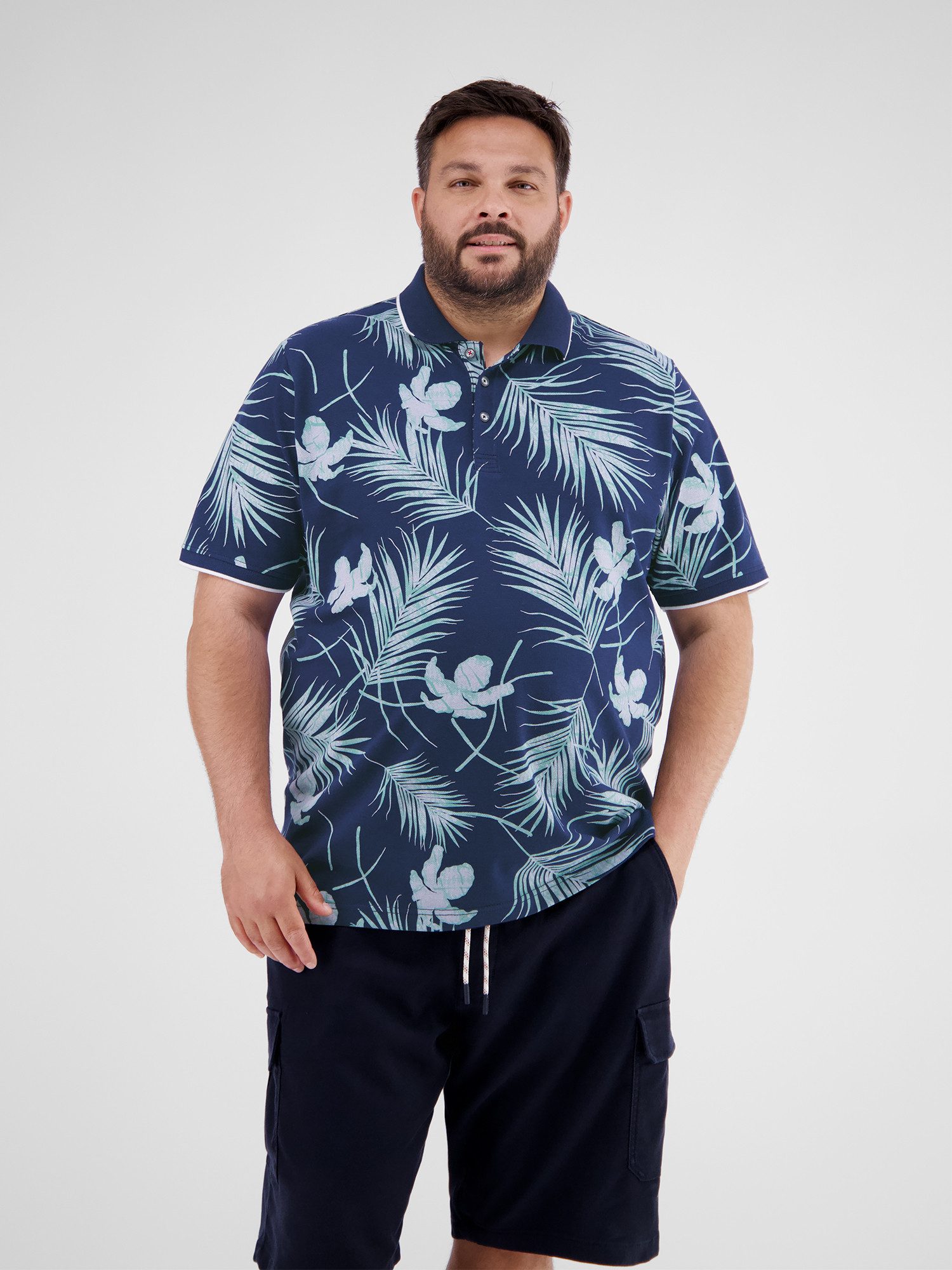 Lerros Poloshirt LERROS heren poloshirt, bloemig gedessineerd in grote maten