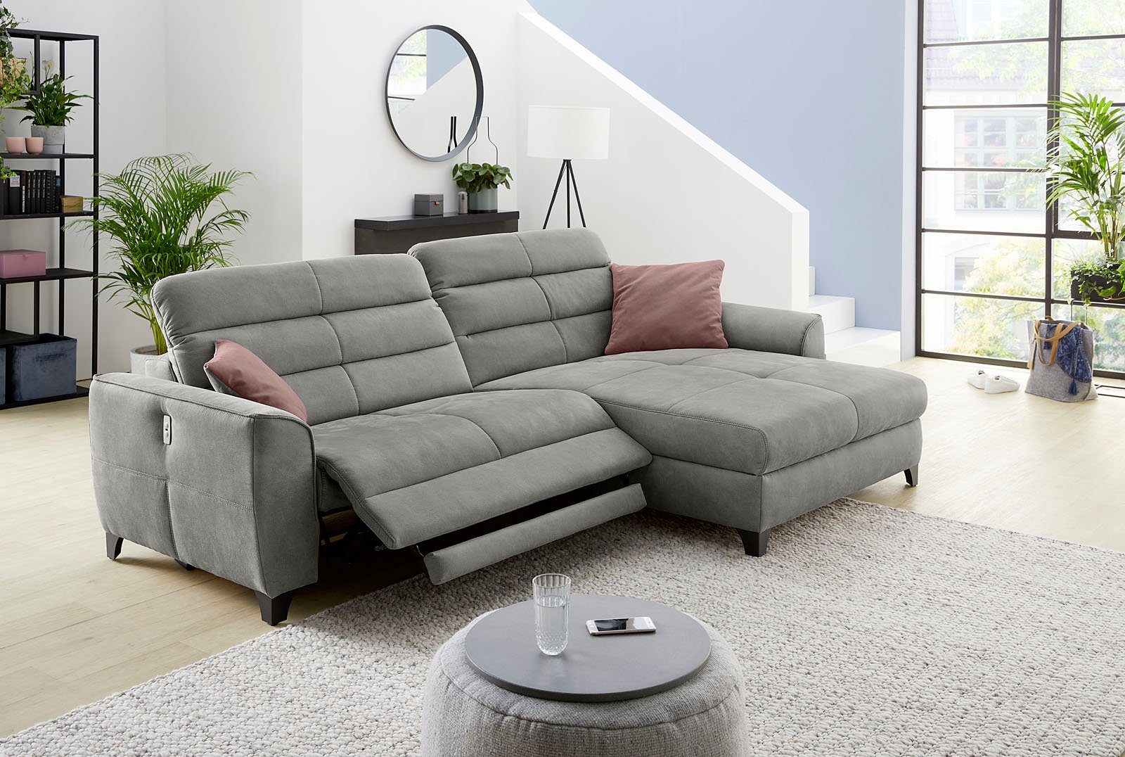 Jockenhöfer Gruppe Hoekbank Double One L-vorm met 2 x 120 cm brede, elektrisch verstelbare relaxfuncties