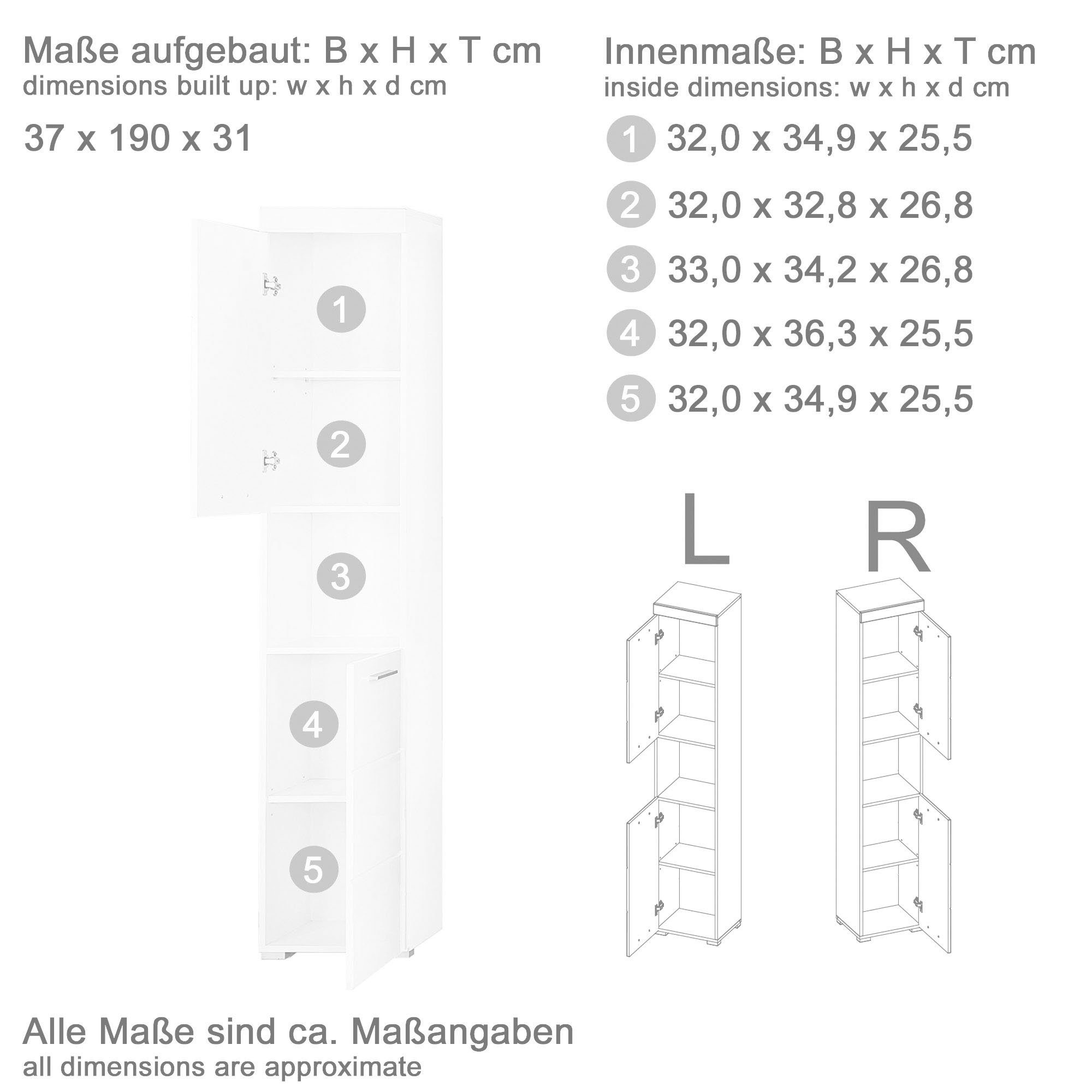 INOSIGN Badkamerserie Avena Badkamermeubels in verschillende kleuren - afmetingen (B/D/H) 163/34/190 cm (set, 5-delig)