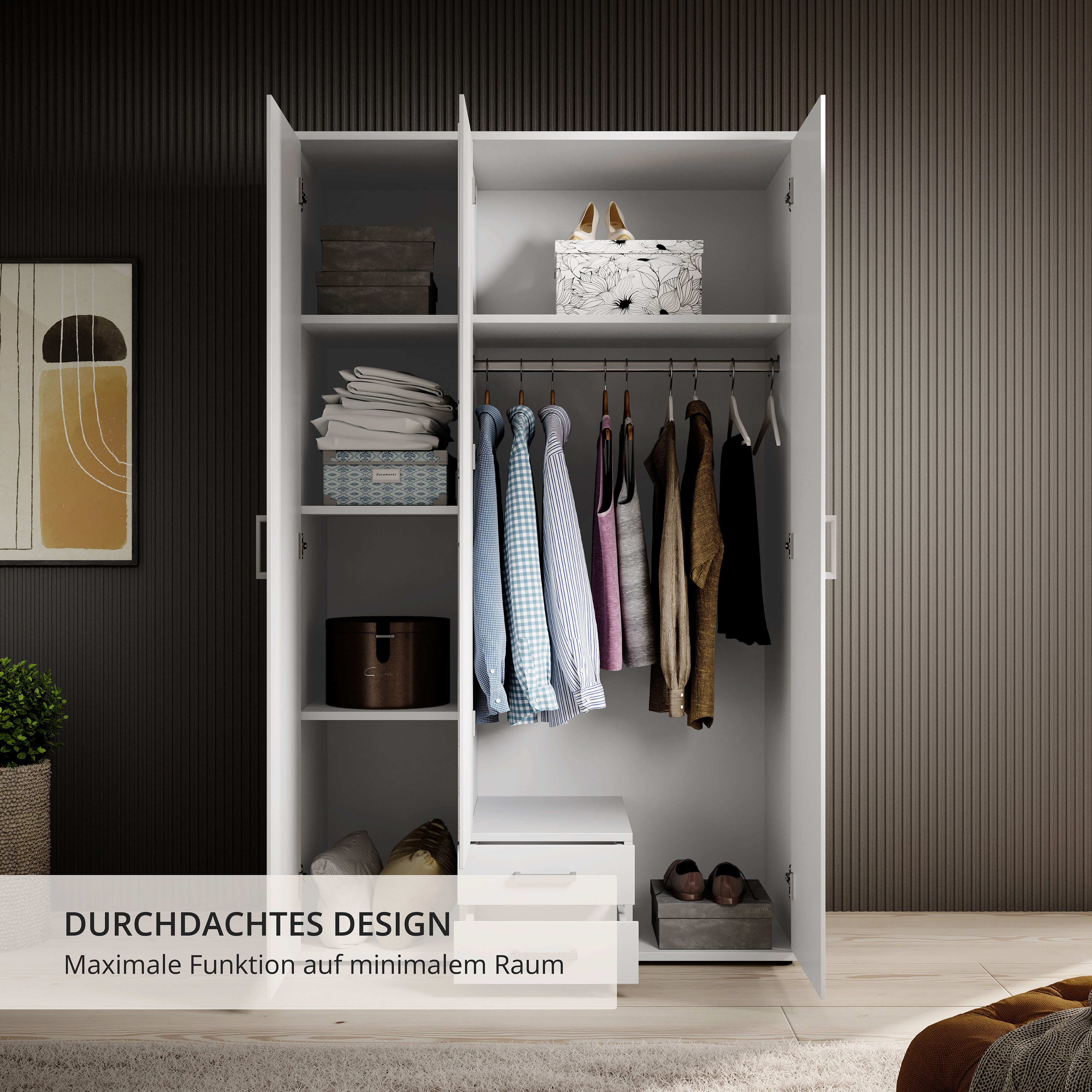 Schlafkontor Kledingkast Karl draaideurkast slaapkamerkast met spiegel garderobe