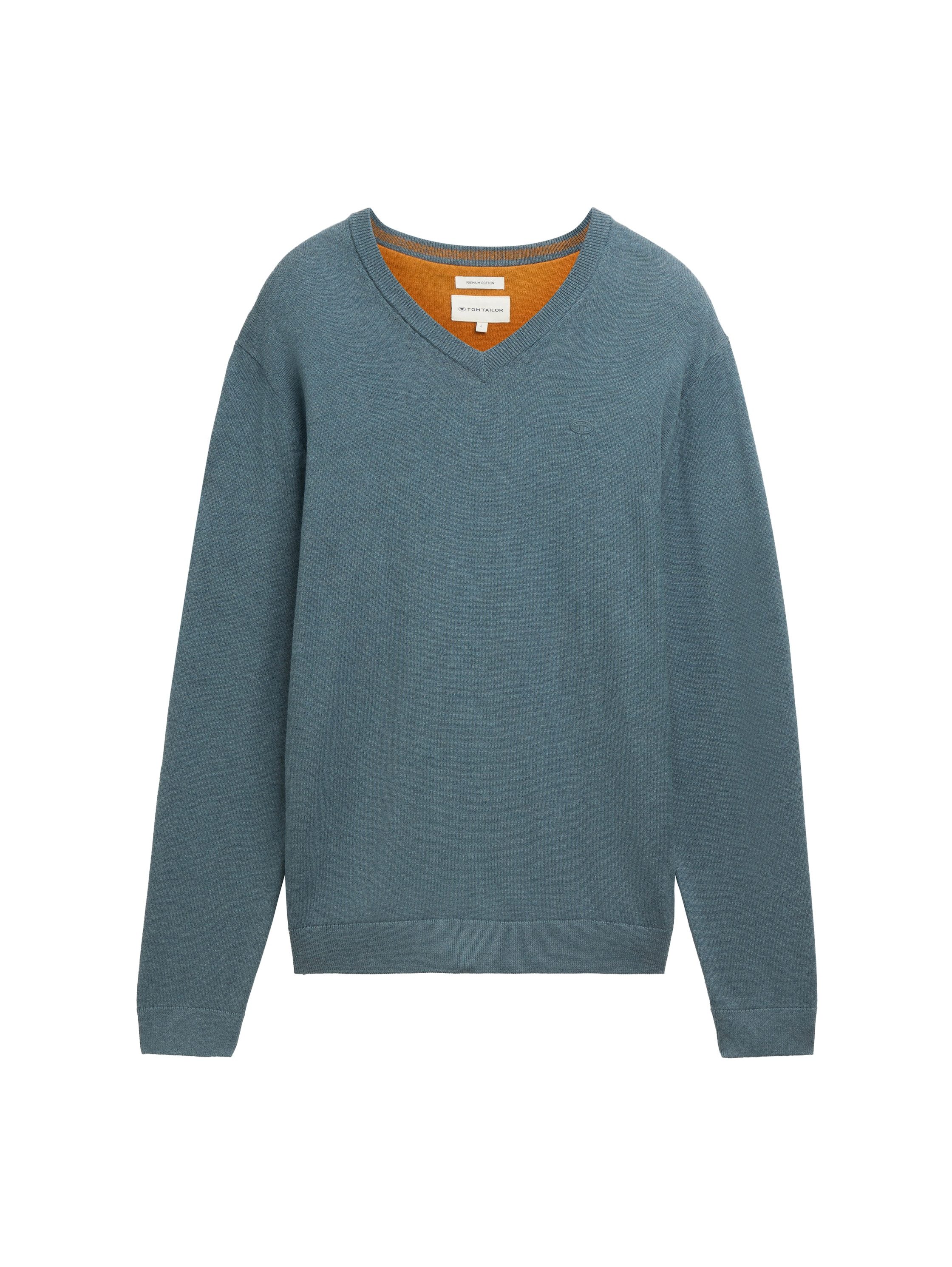 Tom Tailor Trui met V-hals met klein logoborduursel