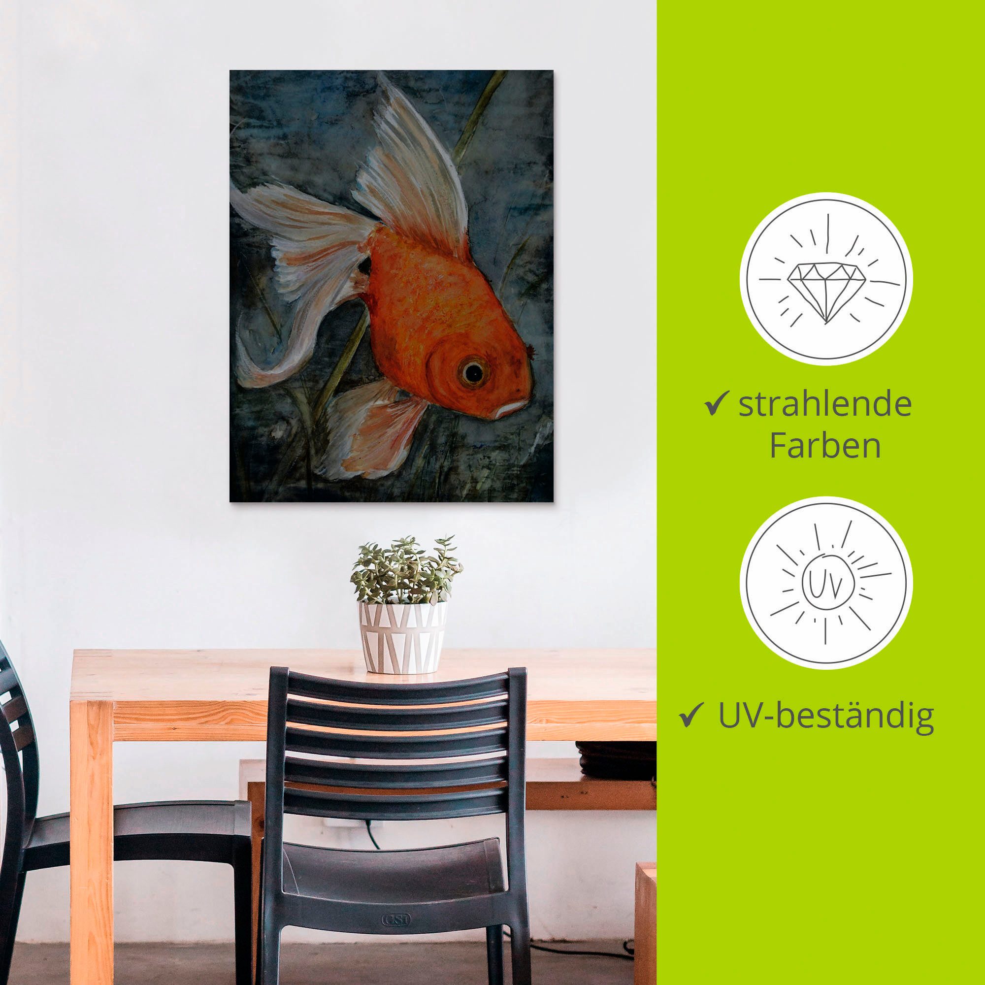 Artland Aluminium dibond print Feng-shui - goudvis geschikt voor binnen en buiten, buitenafbeelding