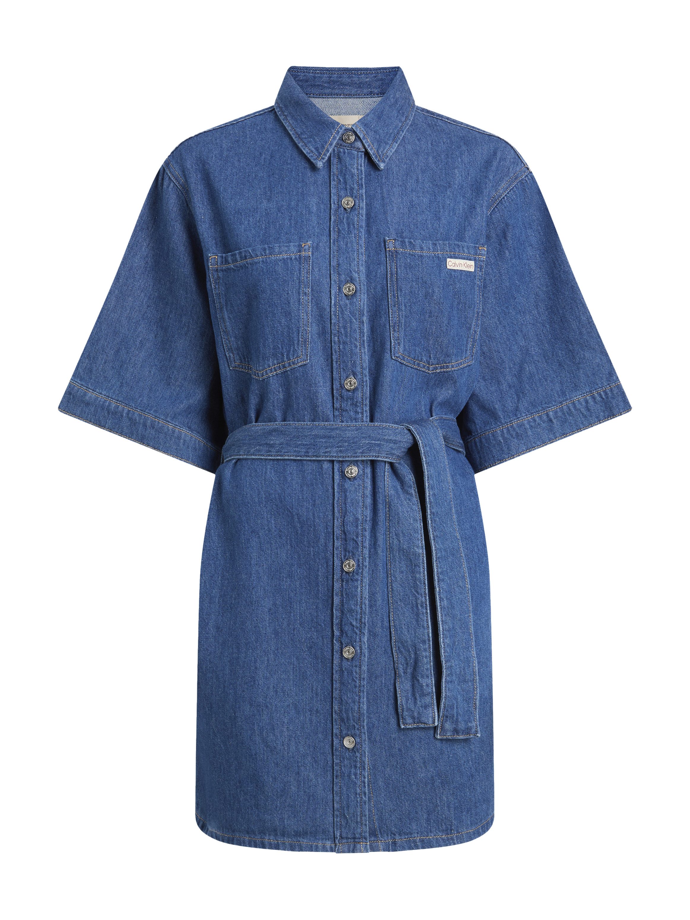 Calvin Klein Jeans jurk LINEN BOXY BELTED SHIRT DRESS