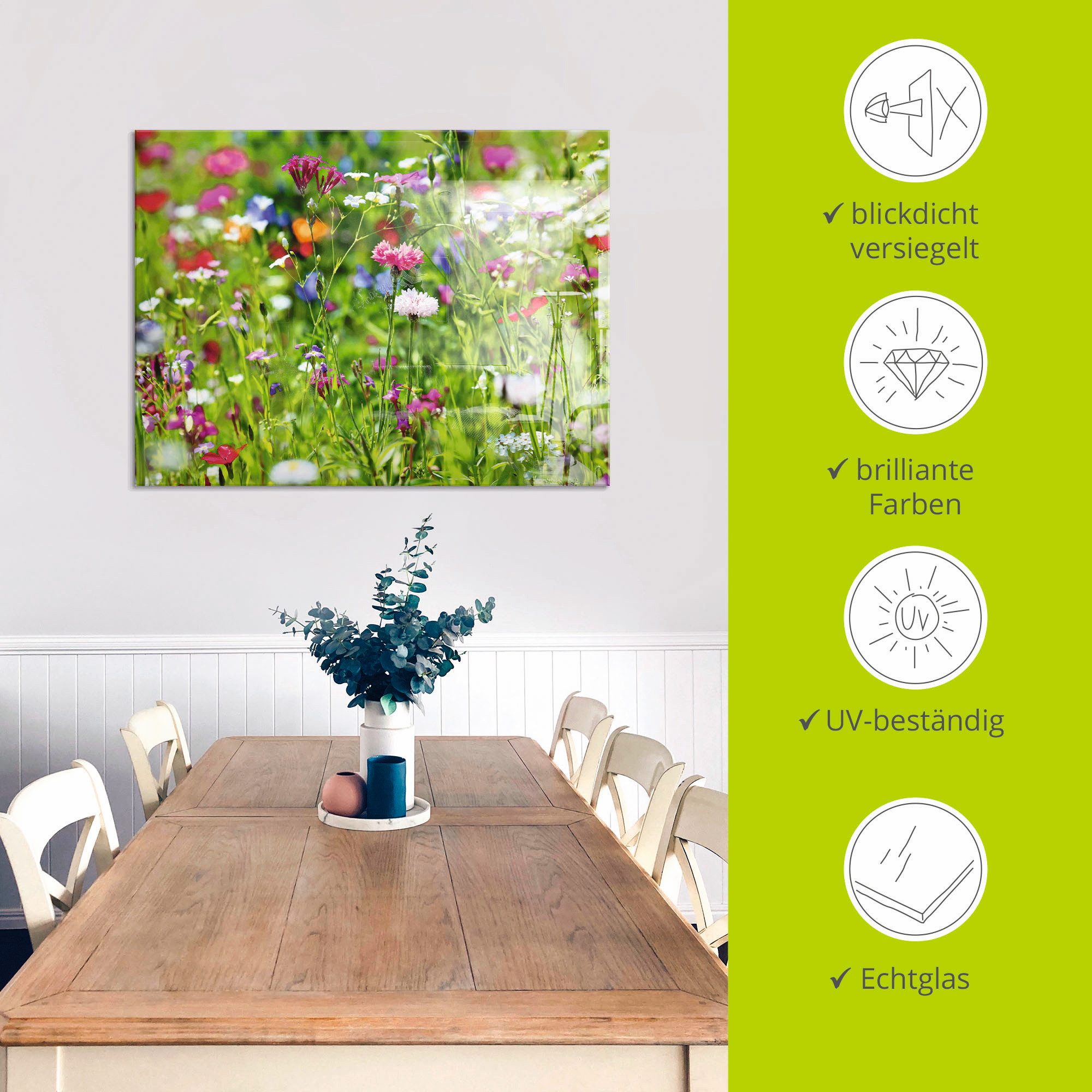 Artland Print op glas Bloemenweide I in verschillende maten