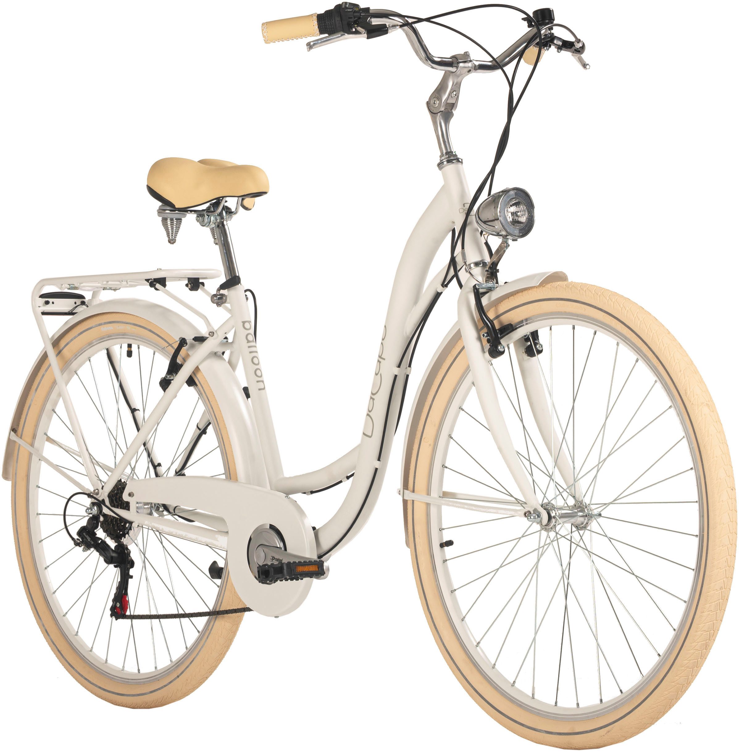 Dacapo Citybike Balloon damesfiets 28'' wit 6 versnellingen 48 cm