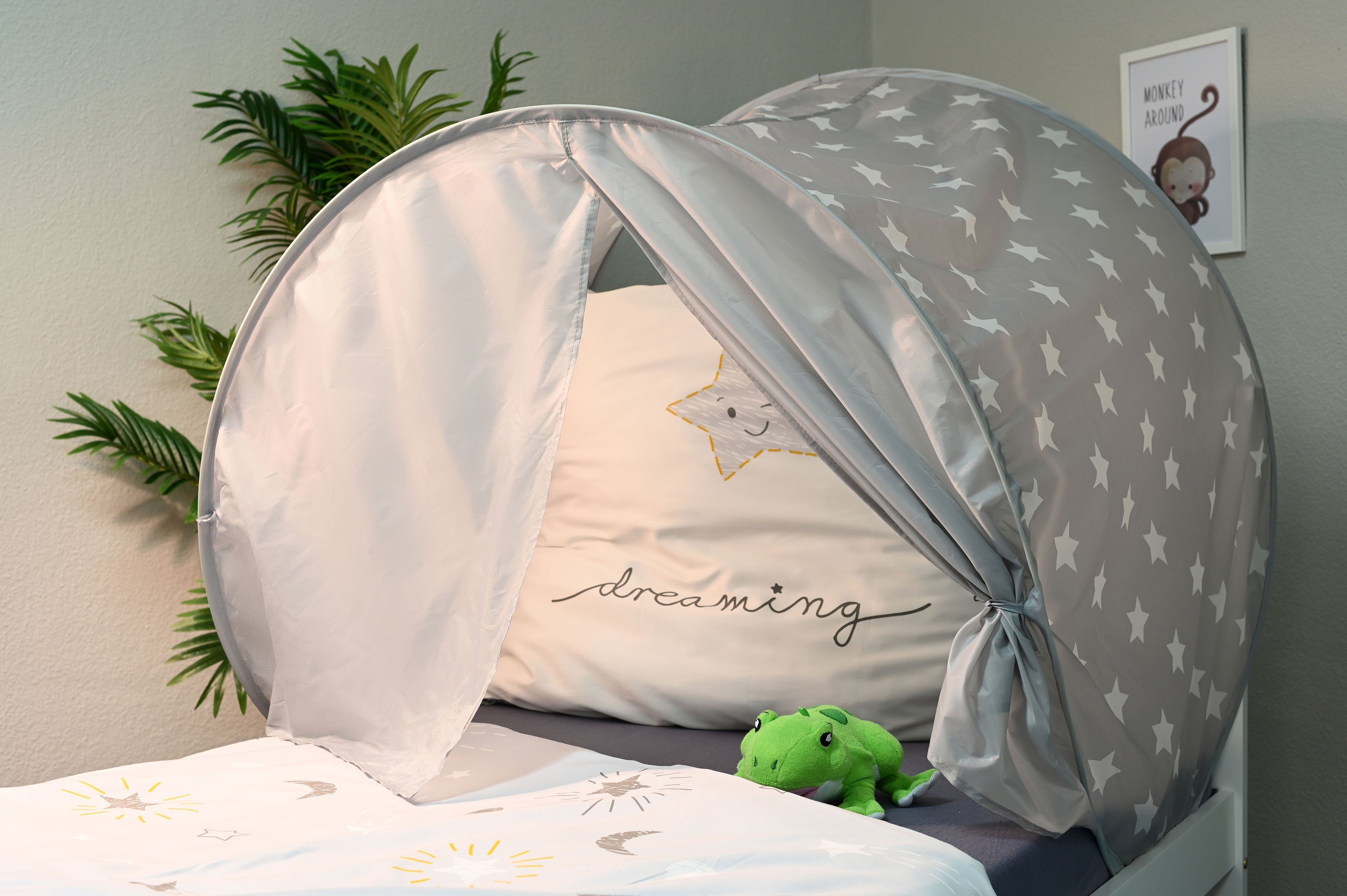 Knorrtoys® Bedtunnel Bedtent, Grey White Stars