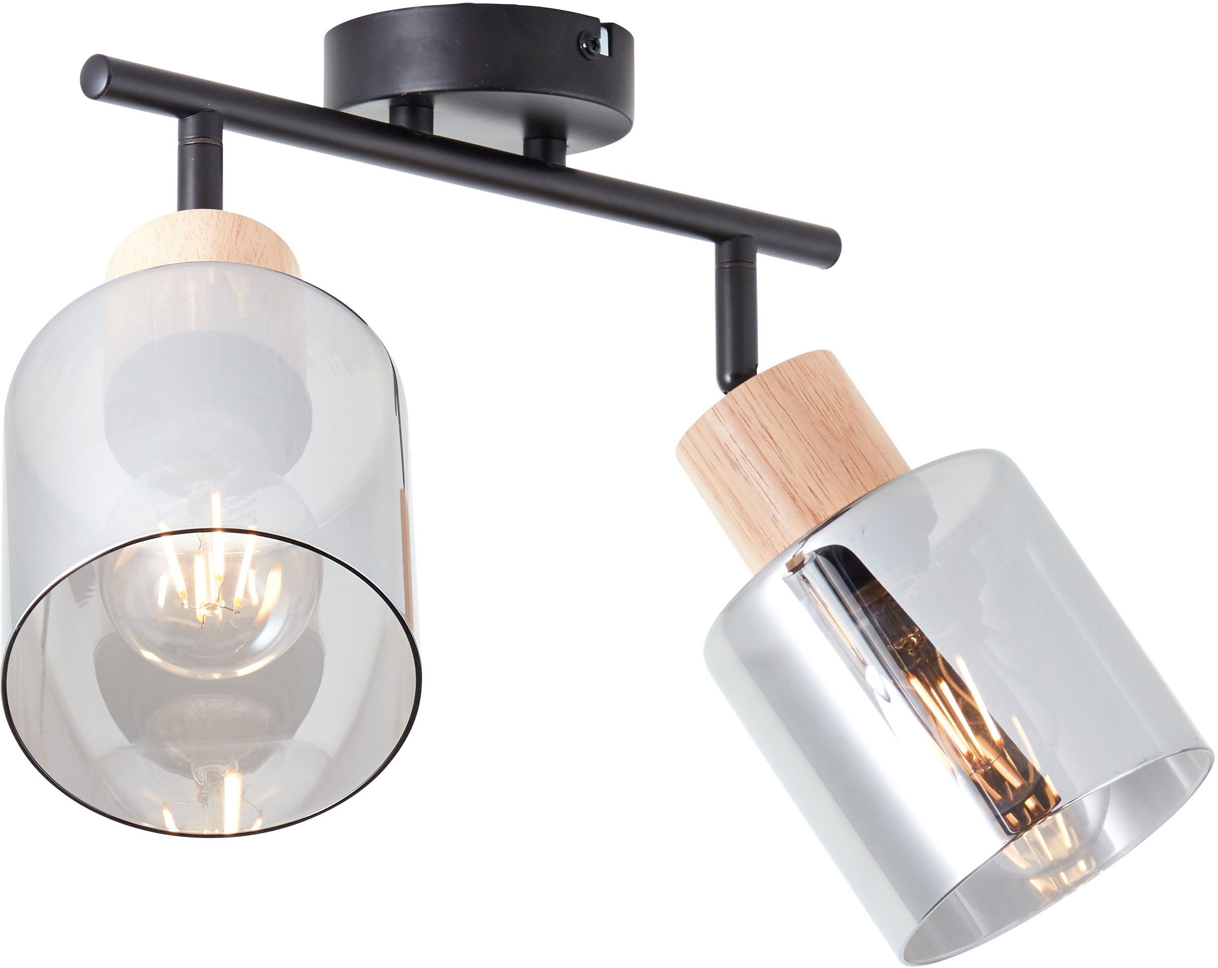 Brilliant Leuchten Plafondspot Weald Plafondspot met rookkleurige glazen kappen - 2 x E27 max. 40 W