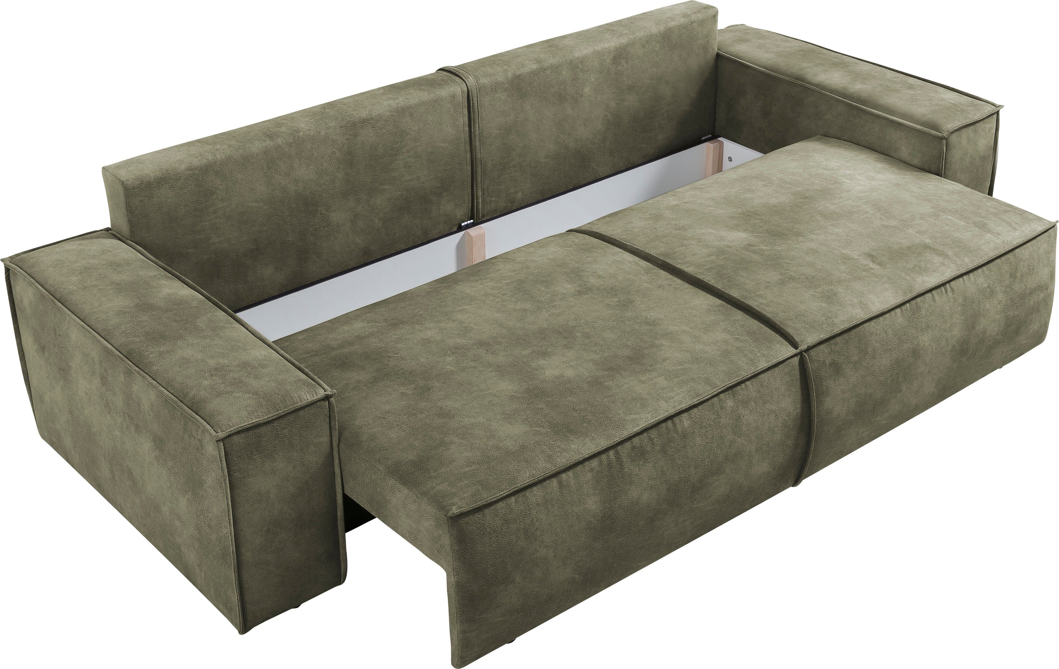 Home affaire 3-zitsbank SHERWOOD slaapbank (257 cm) ribfluweel, velours, vintage lederlook
