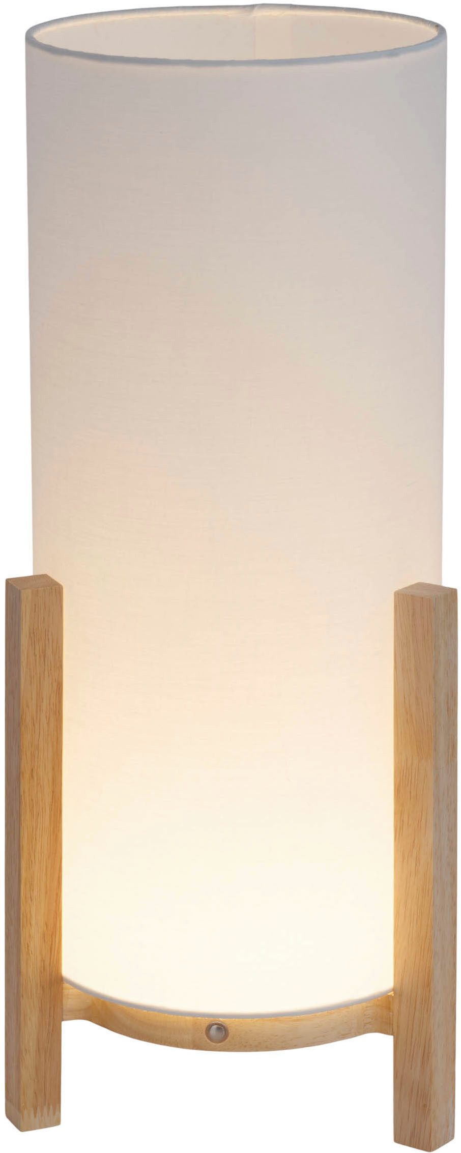 näve Led-tafellamp Matida Accu-werking, incl. USB-C-kabel, houten frame, textielscherm, dimbaar (1 stuk)