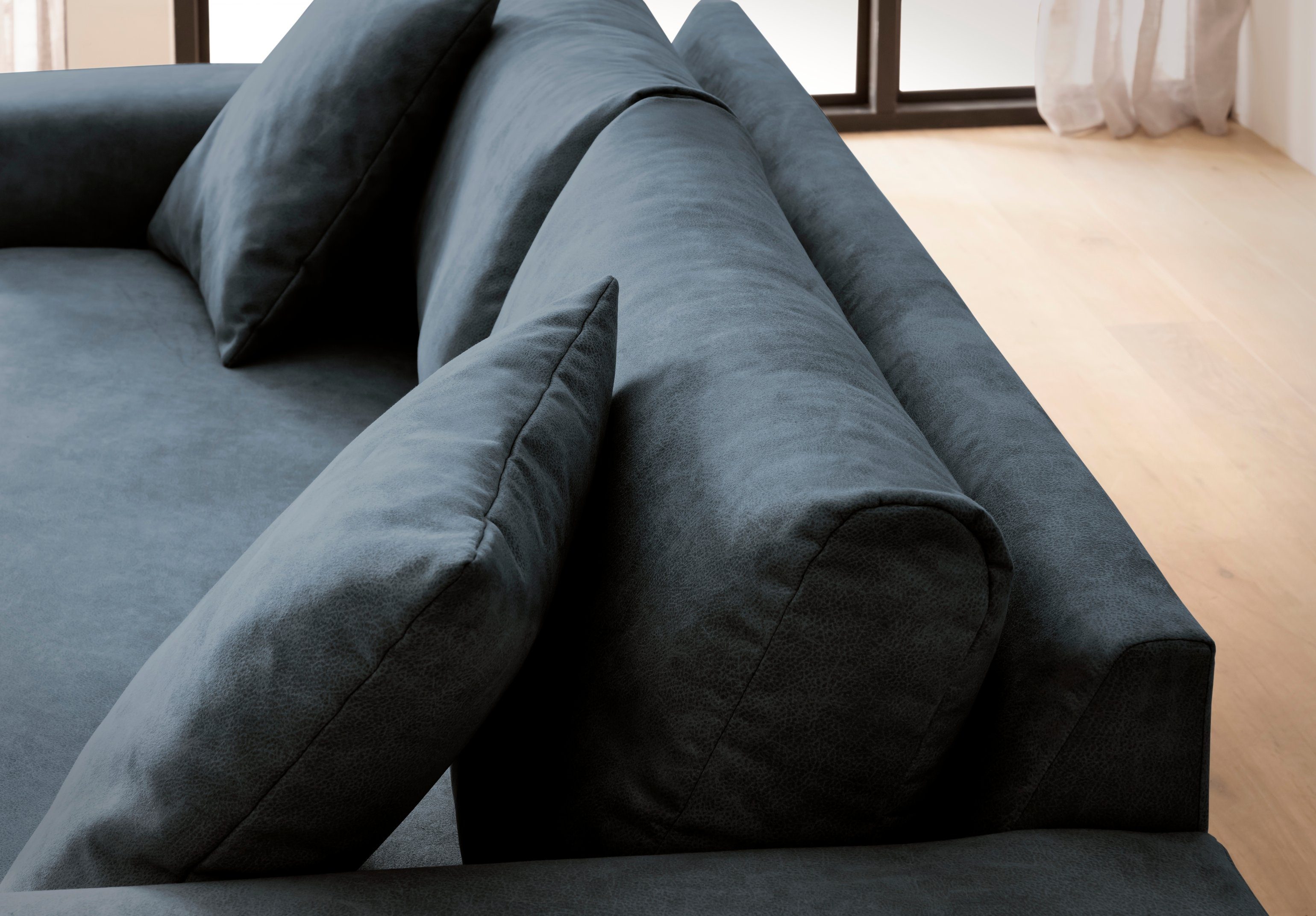 andas 3-zitsbank SLEETLAND XXL in fluweel of vintage lederlook