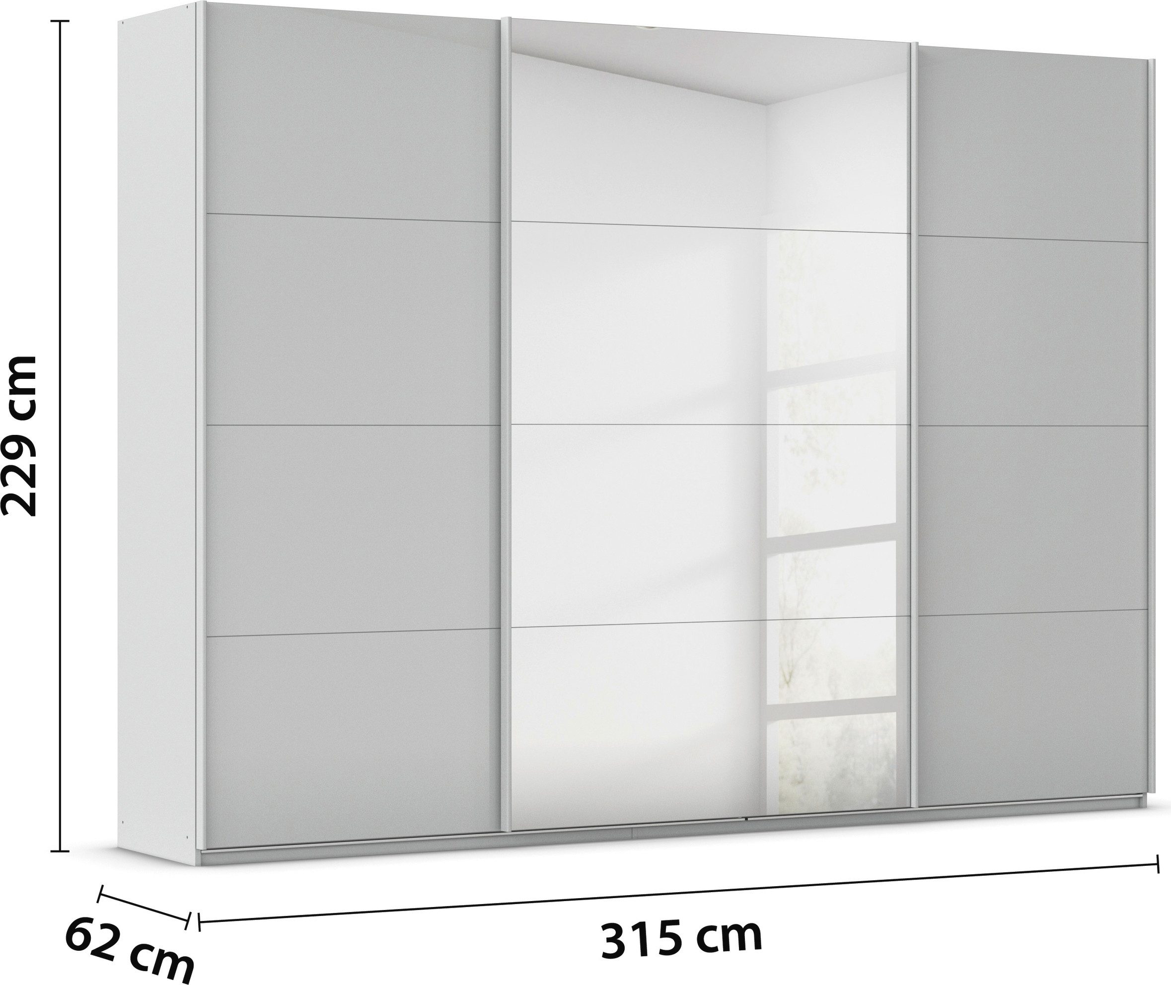 rauch Schuifdeurkast Kledingkasten kast garderobe AGORDO met glazen front doordachte binnenuitrusting, in 4 breedtes en 2 hoogtes made in germany