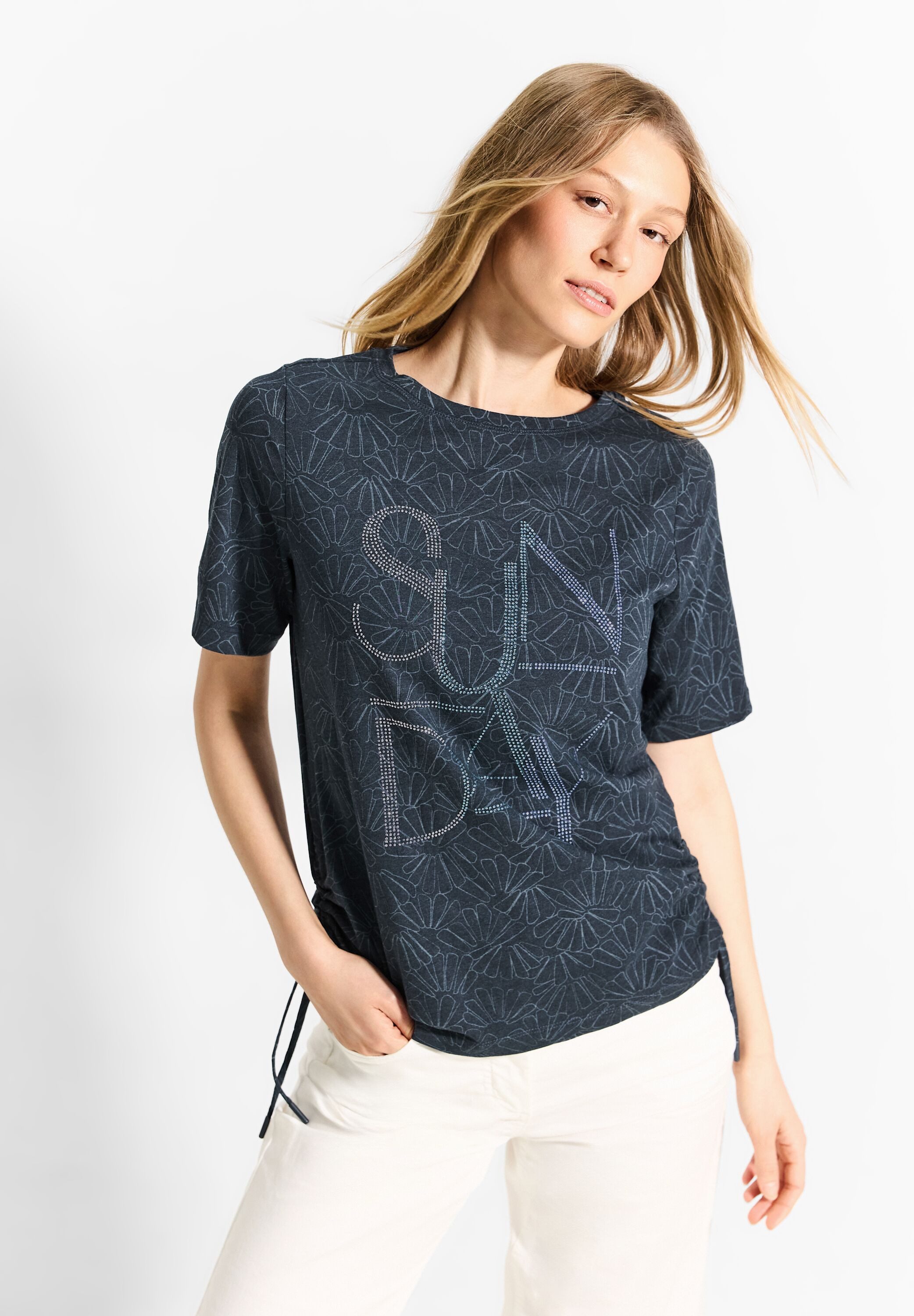 Cecil T-shirt met opdruk van steentjes