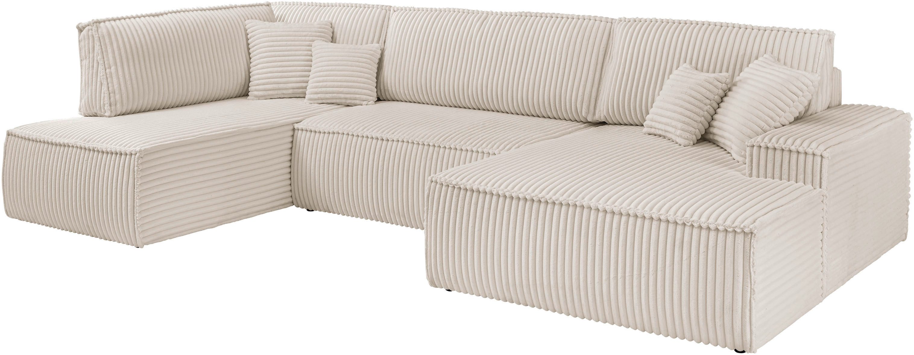 andas Zithoek FINNLEY U-model XXL 329 cm, bedbank, slaapfunctie m. bedkist