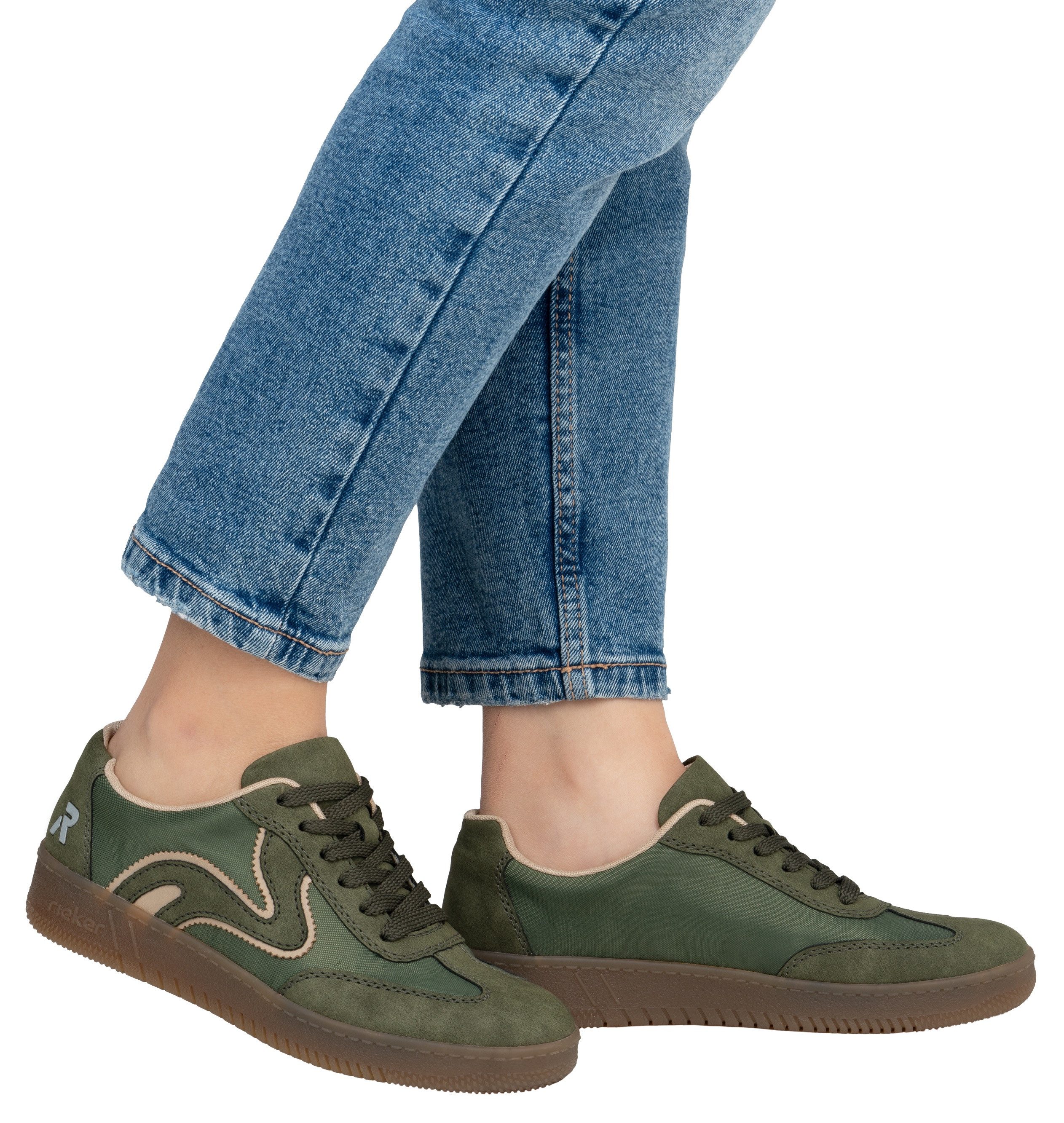 RIEKER Sport Plateausneakers vrijetijdsschoen, lage schoen, veterschoen in vegan uitvoering