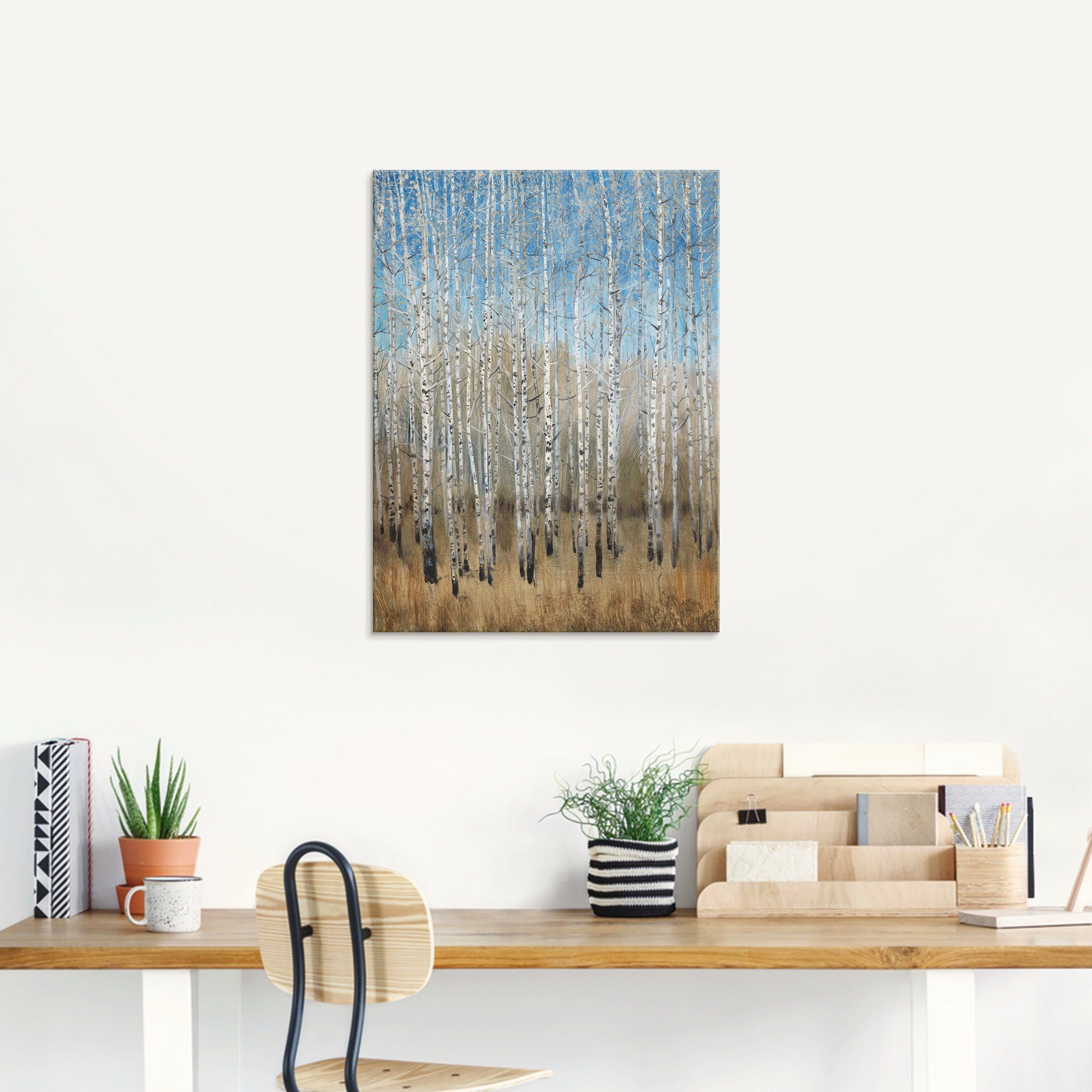 Artland Print op glas Stoffige blauwe berken II