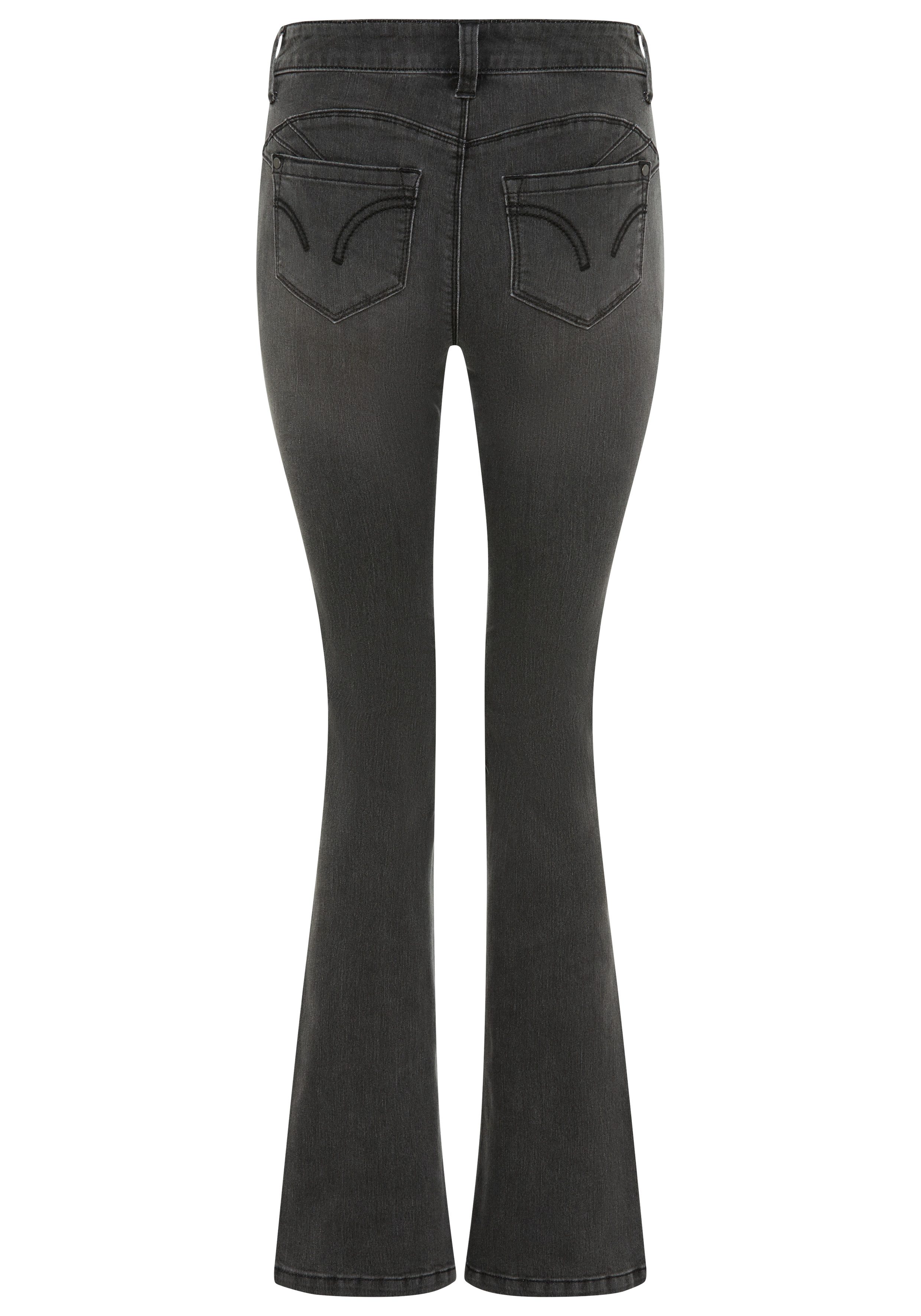 Arizona Bootcut jeans Shaping bootcut, contraststiksels, used-look-wassing, lage taille