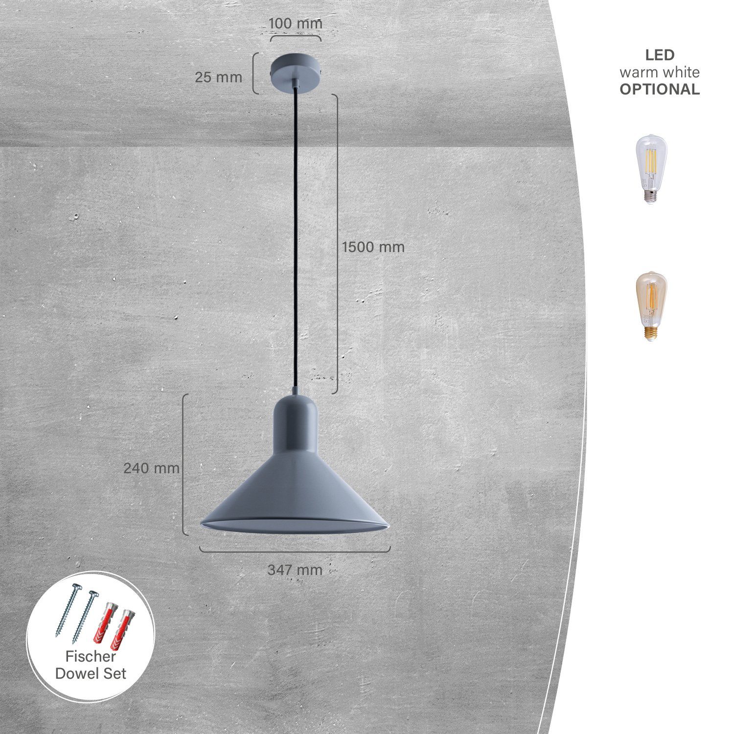 Paco Home Hanglamp Claire Hanglamp eetkamer keukenlamp hangend Eettafellamp mat E27