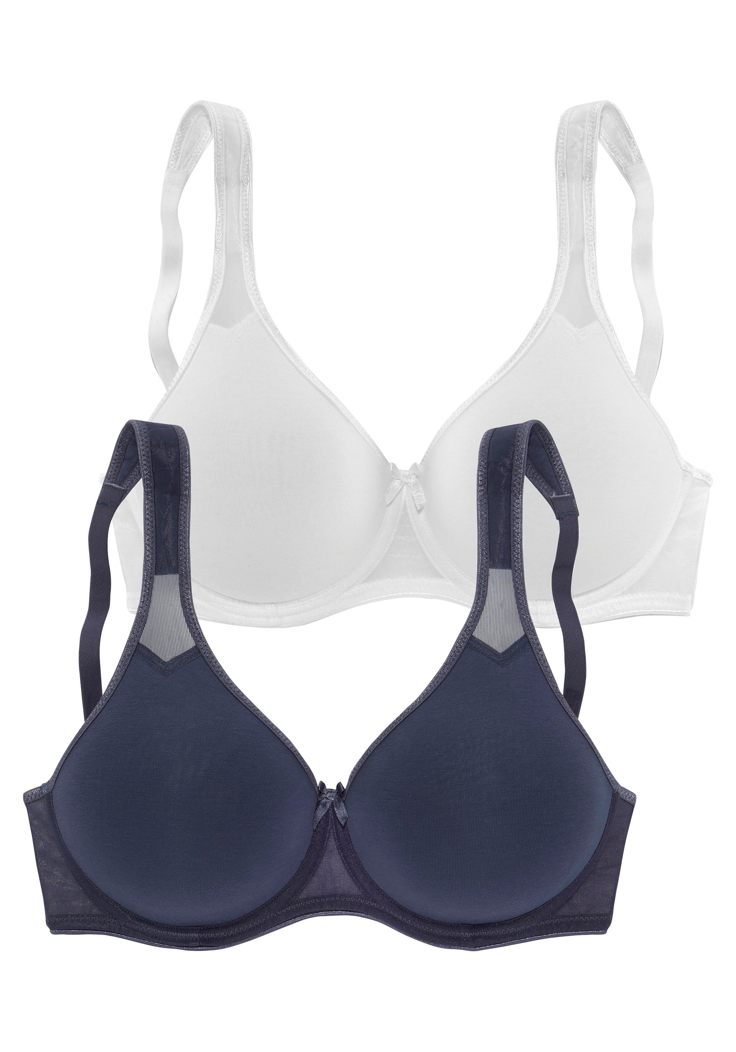 Petite fleur T-shirt-bh met beugel en netinzetten, basic dessous (Set van 2)