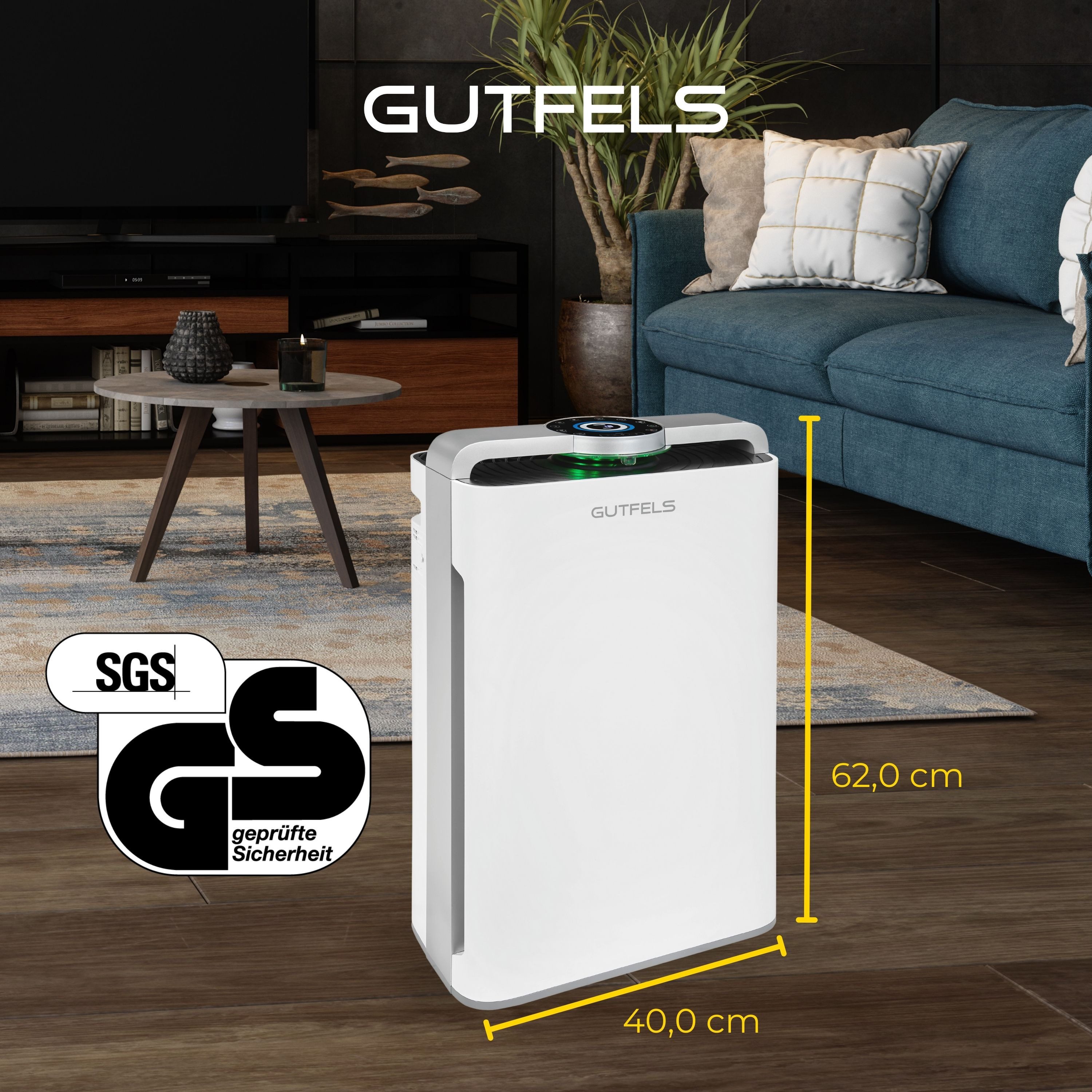 Gutfels Luchtreiniger LR 67015 we 2-in-1 combi-apparaat: luchtzuiveraar en luchtbevochtiger, 60-70 m² ruimtegrootte