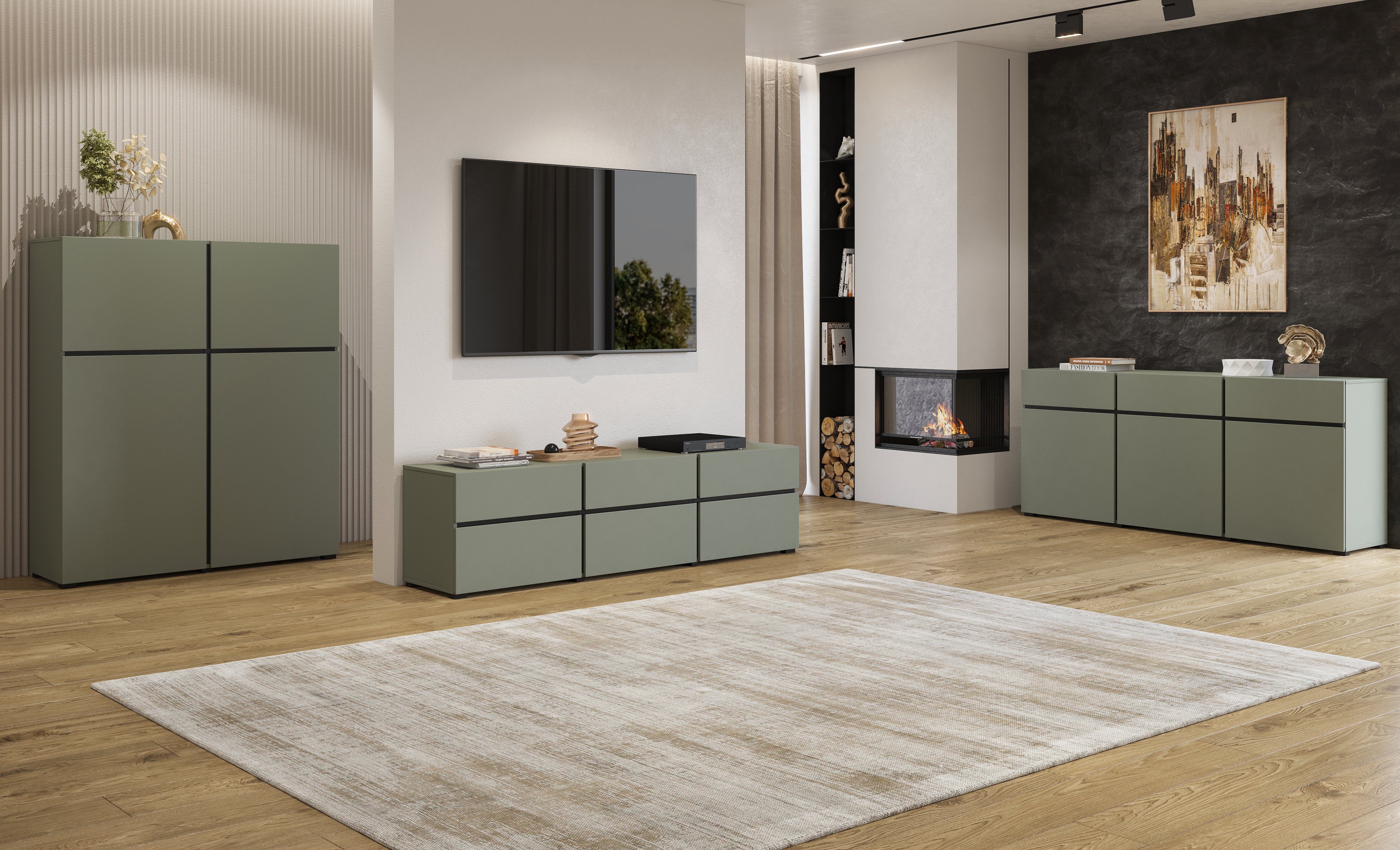 INOSIGN Dressoir Cross,breedte 180 cm, moderne greeploze kast,3 deuren/3 laden