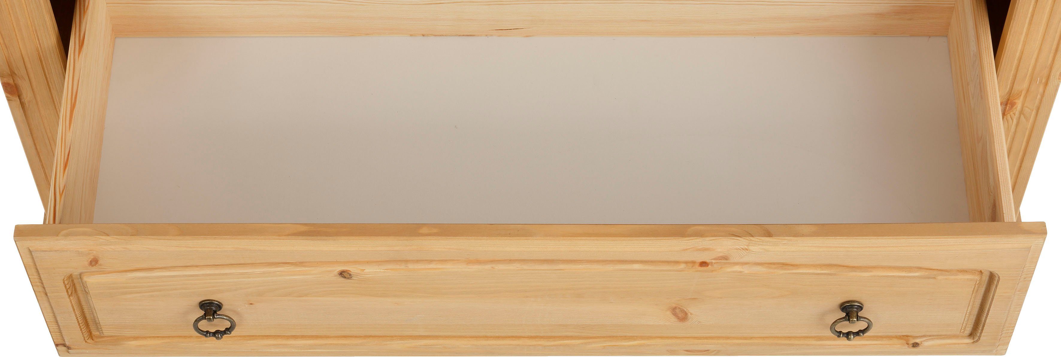 Home affaire Vitrinekast ANNA Hoogte 187 cm, breedte 100 cm, metalen handgrepen, van massief grenen, FSC®