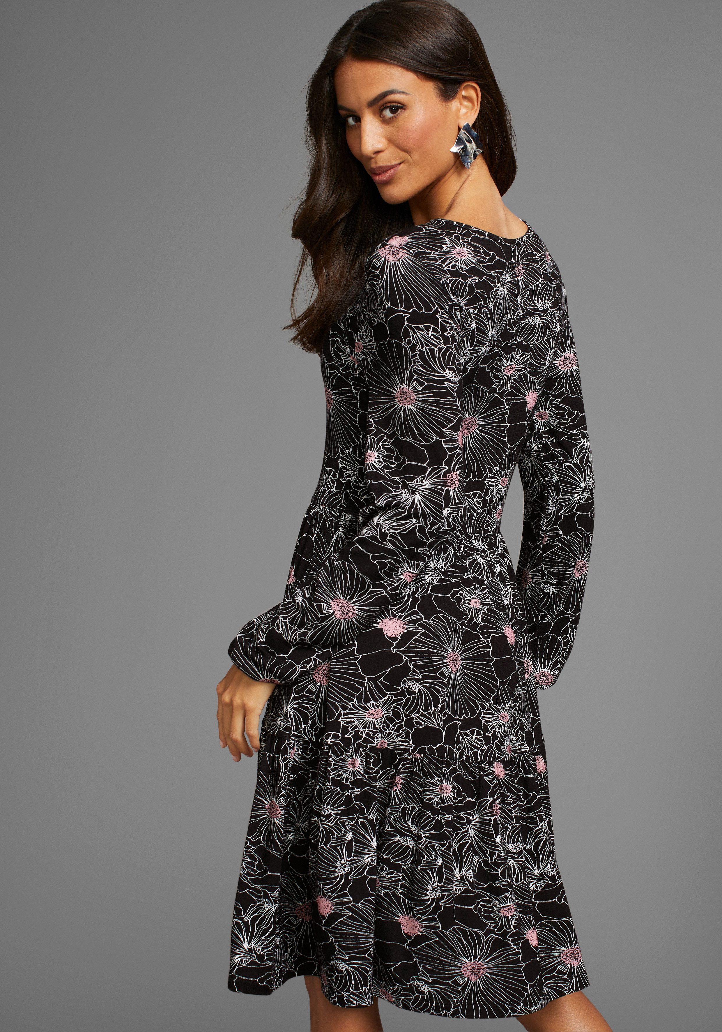 Laura Scott Jerseyjurk met filigraan bloemenprint