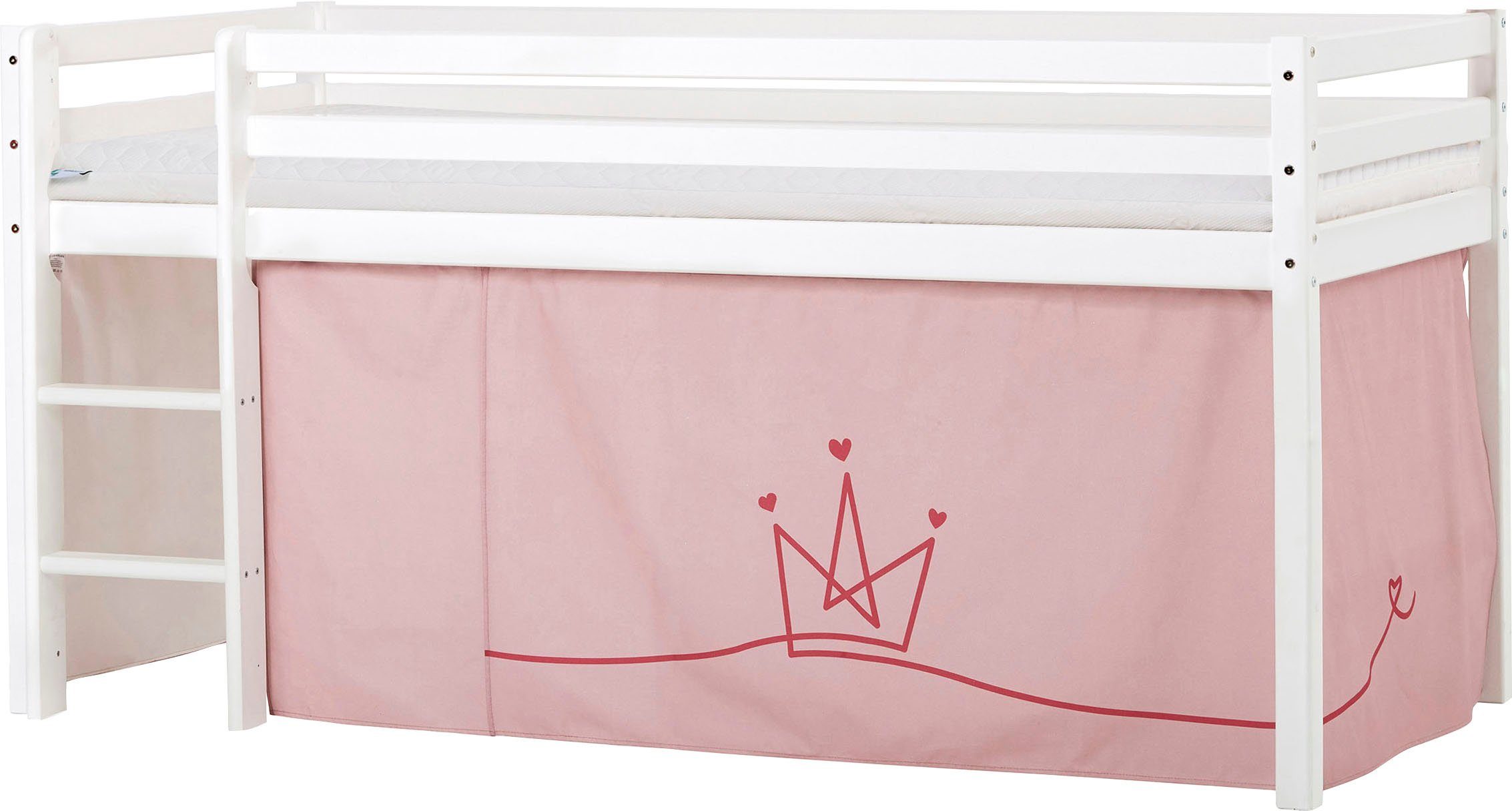 Hoppekids Hoogslaper ECO Dream, kinderbed, speelbed, halfhoog bed van massief hout hoogslapers roze