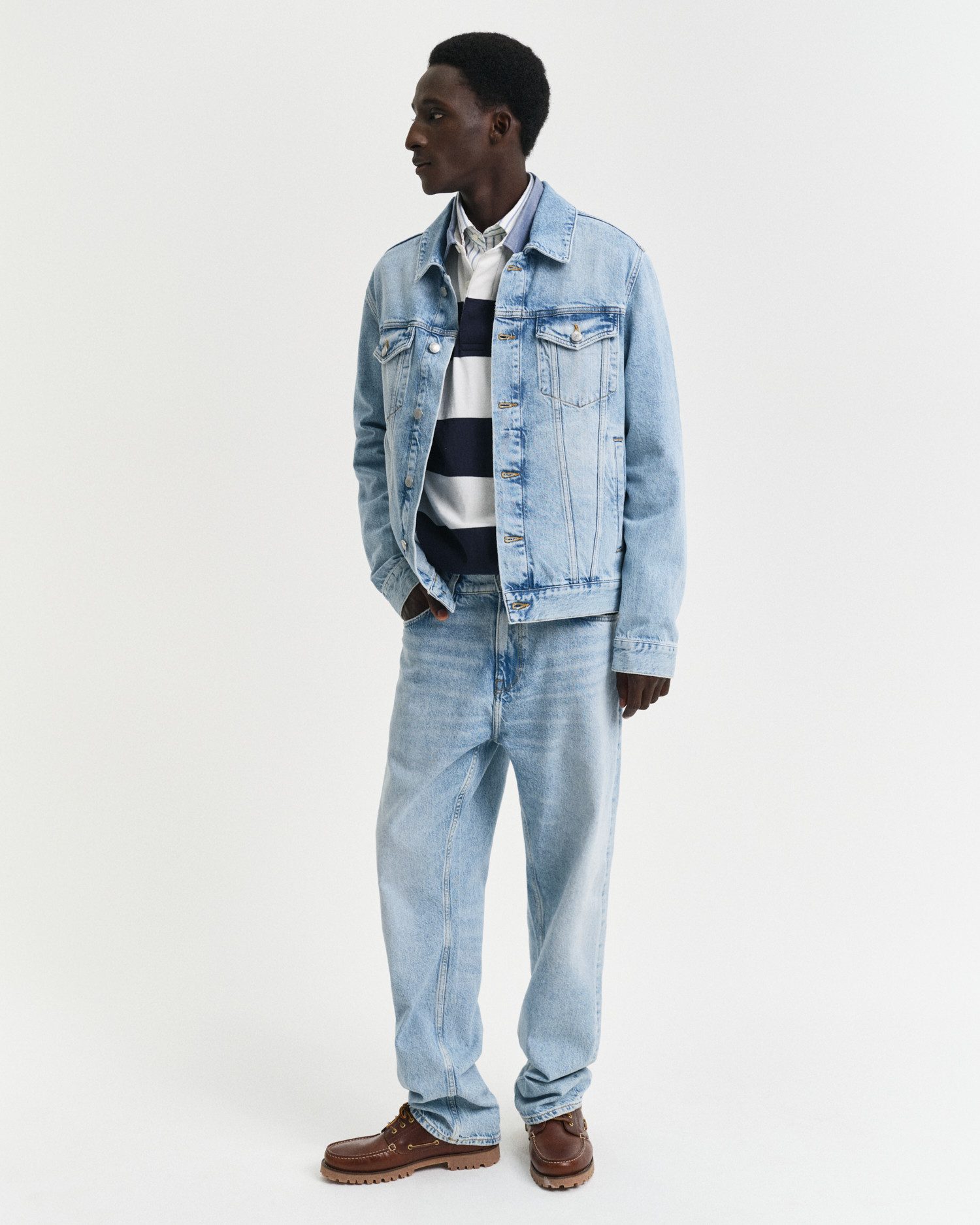 Gant Poloshirt met lange mouwen REG CHAMBRAY STRIPE HEAVY RUGGER