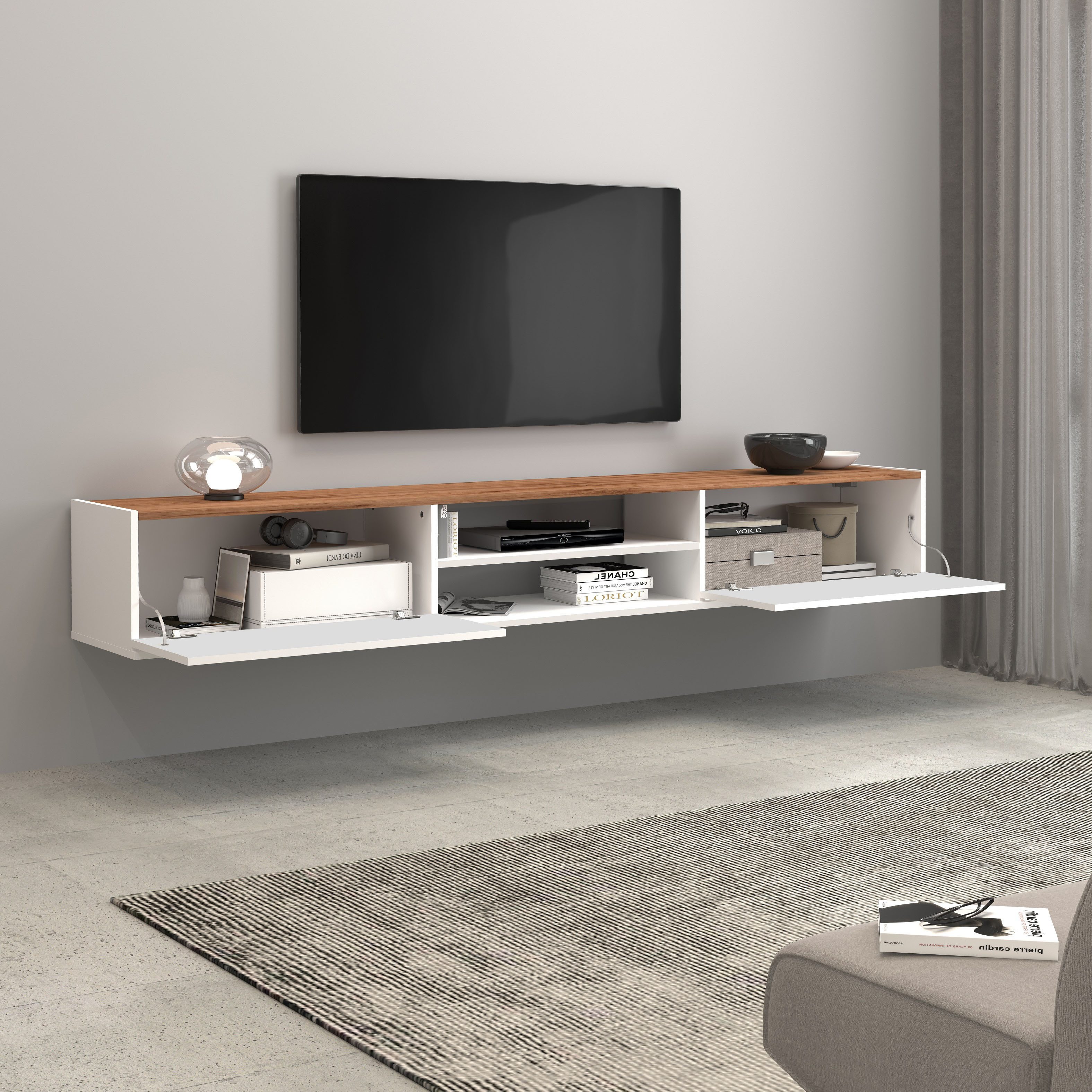 INOSIGN Tv-meubel Garda staand en hangend met 2 kleppen, 1 legplank, breedte 210 cm