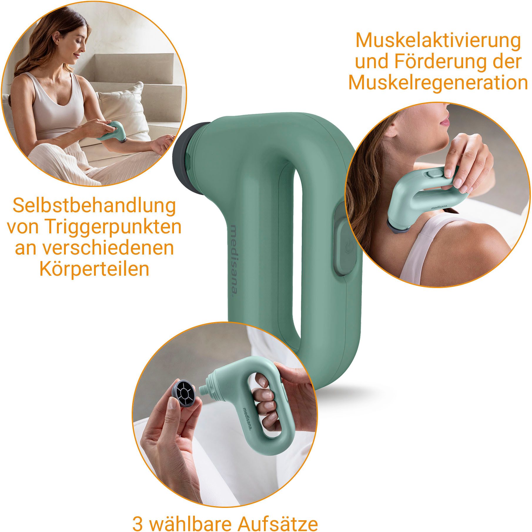 Medisana Kalmerings- en ontspanningsapparaat HM 330 Mini-handmassageapparaat met ontspannende vibratiemassage (set, 4-delig)