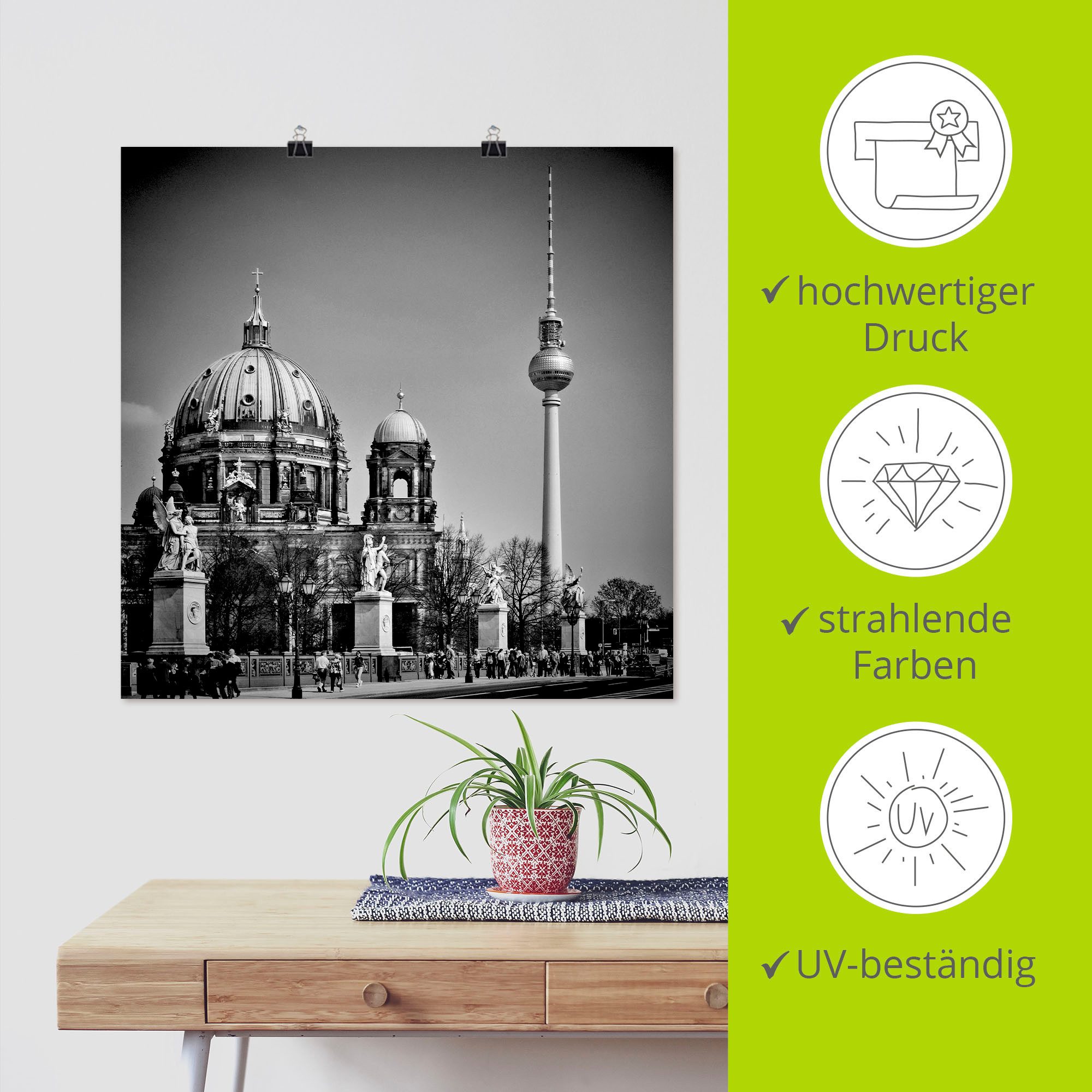 Artland Poster Berlijn Unter den Linden als artprint op linnen, muursticker of poster in verschillende maten