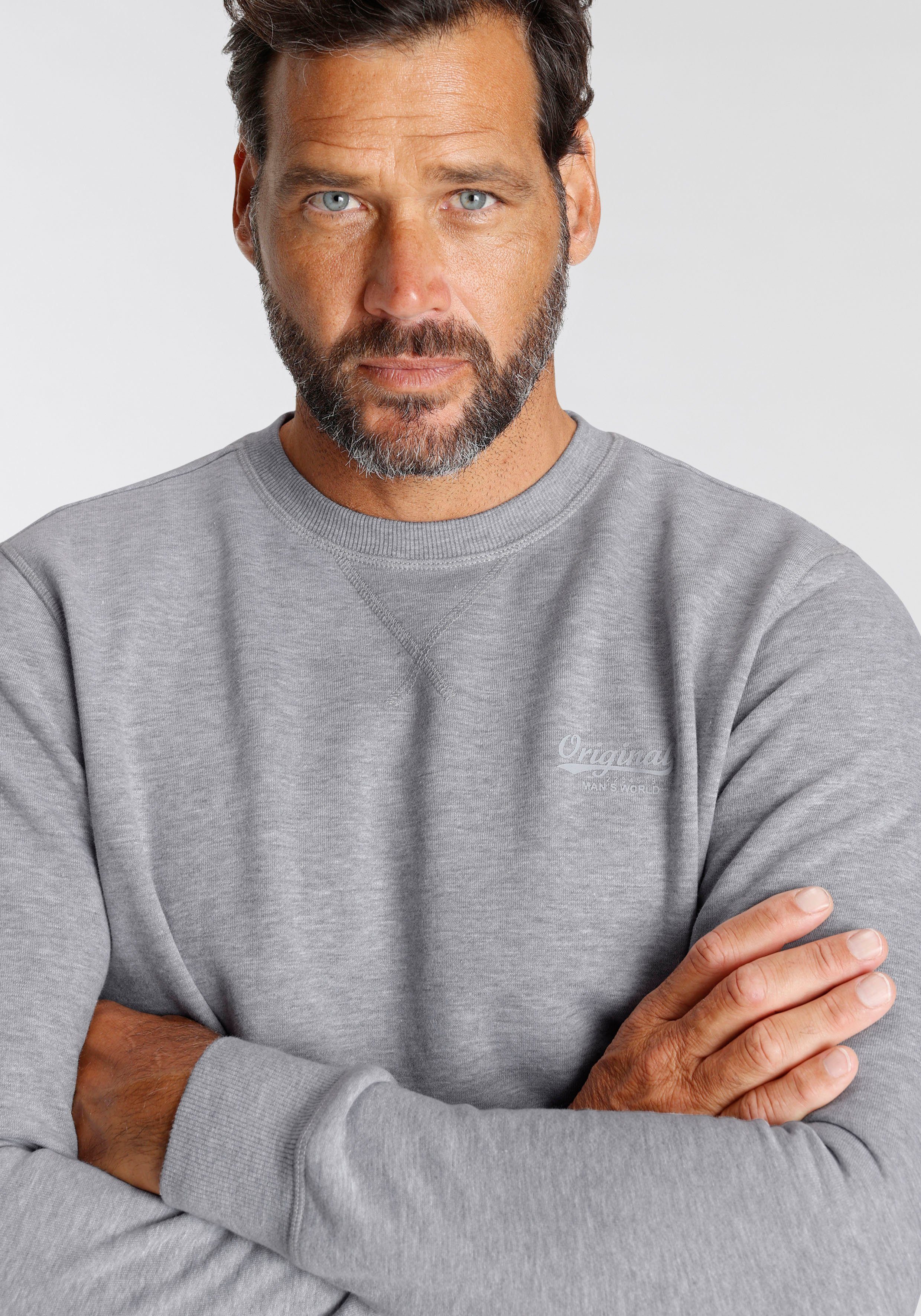 Man's World Sweatshirt Lange mouwen, basic-stijl, effen, ronde hals